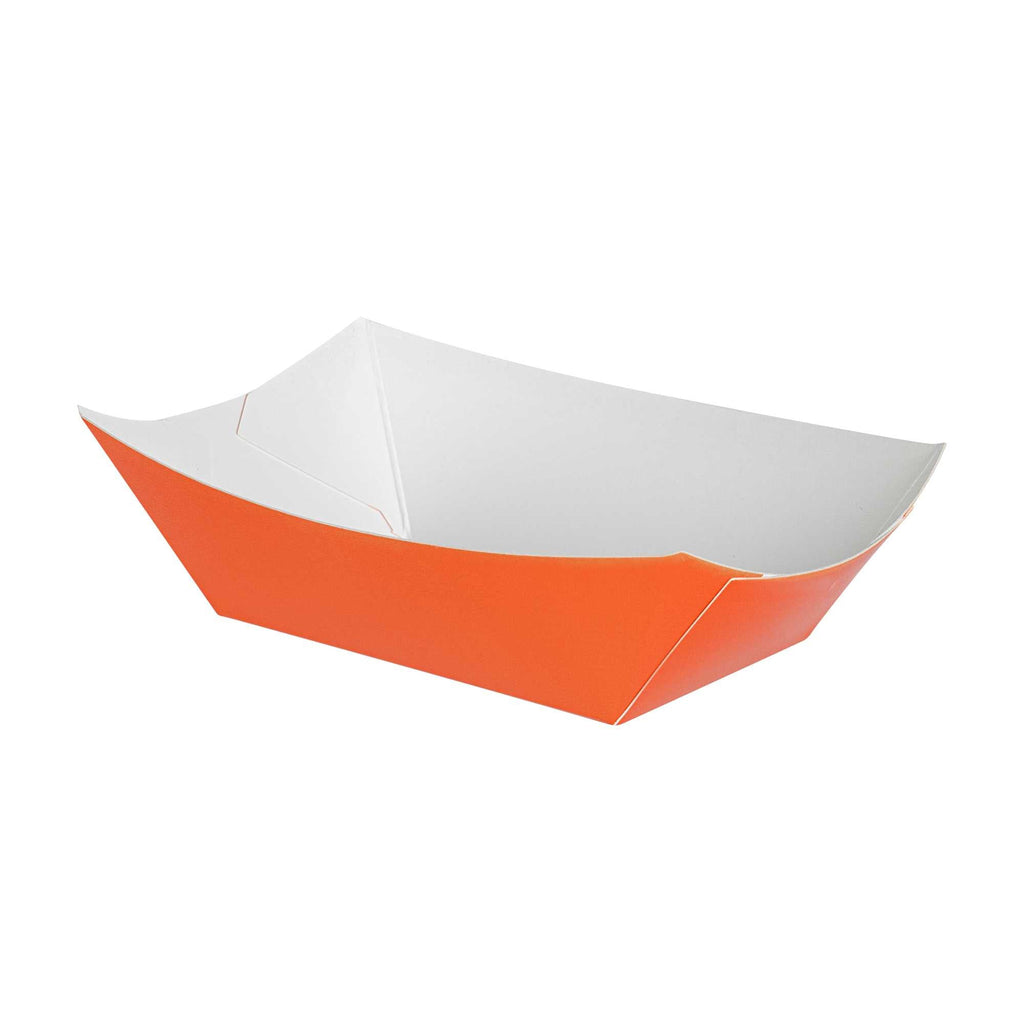 Bio Tek 6 oz Tangerine Orange Paper #40 Food Tray / Boat - 5" x 4" x 1 1/2" - 50 count box