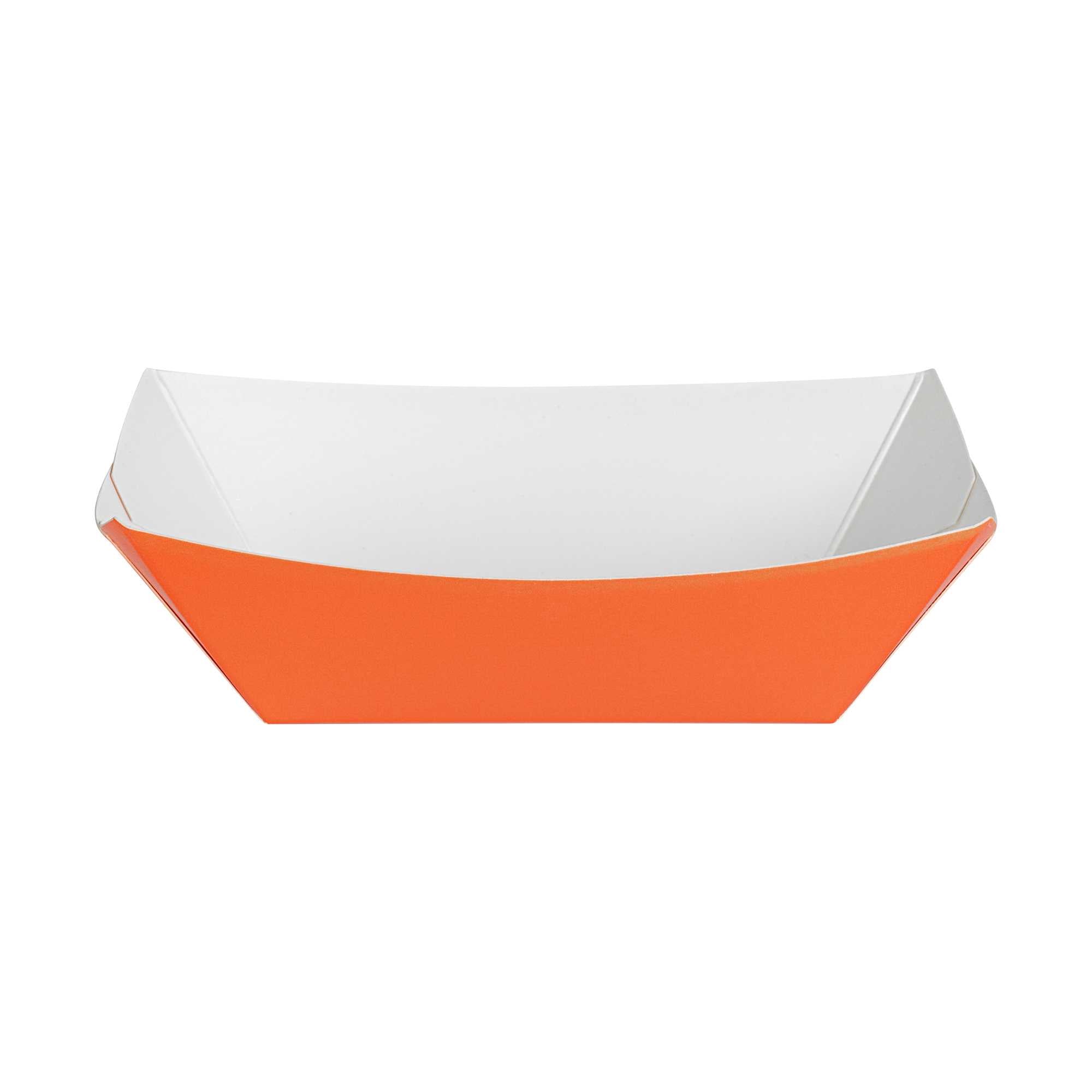 Bio Tek 6 oz Tangerine Orange Paper #40 Food Tray / Boat - 5" x 4" x 1 1/2" - 50 count box