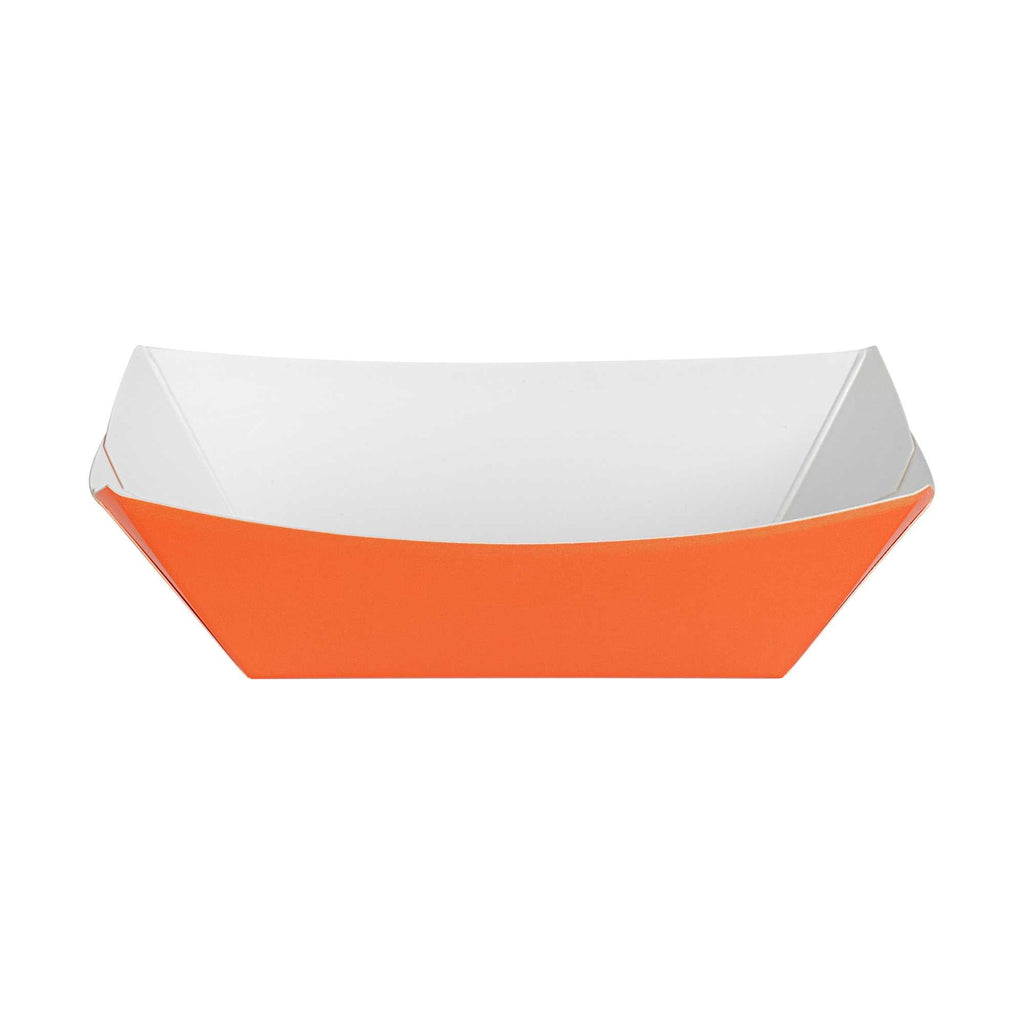 Bio Tek 6 oz Tangerine Orange Paper #40 Food Tray / Boat - 5" x 4" x 1 1/2" - 400 count box