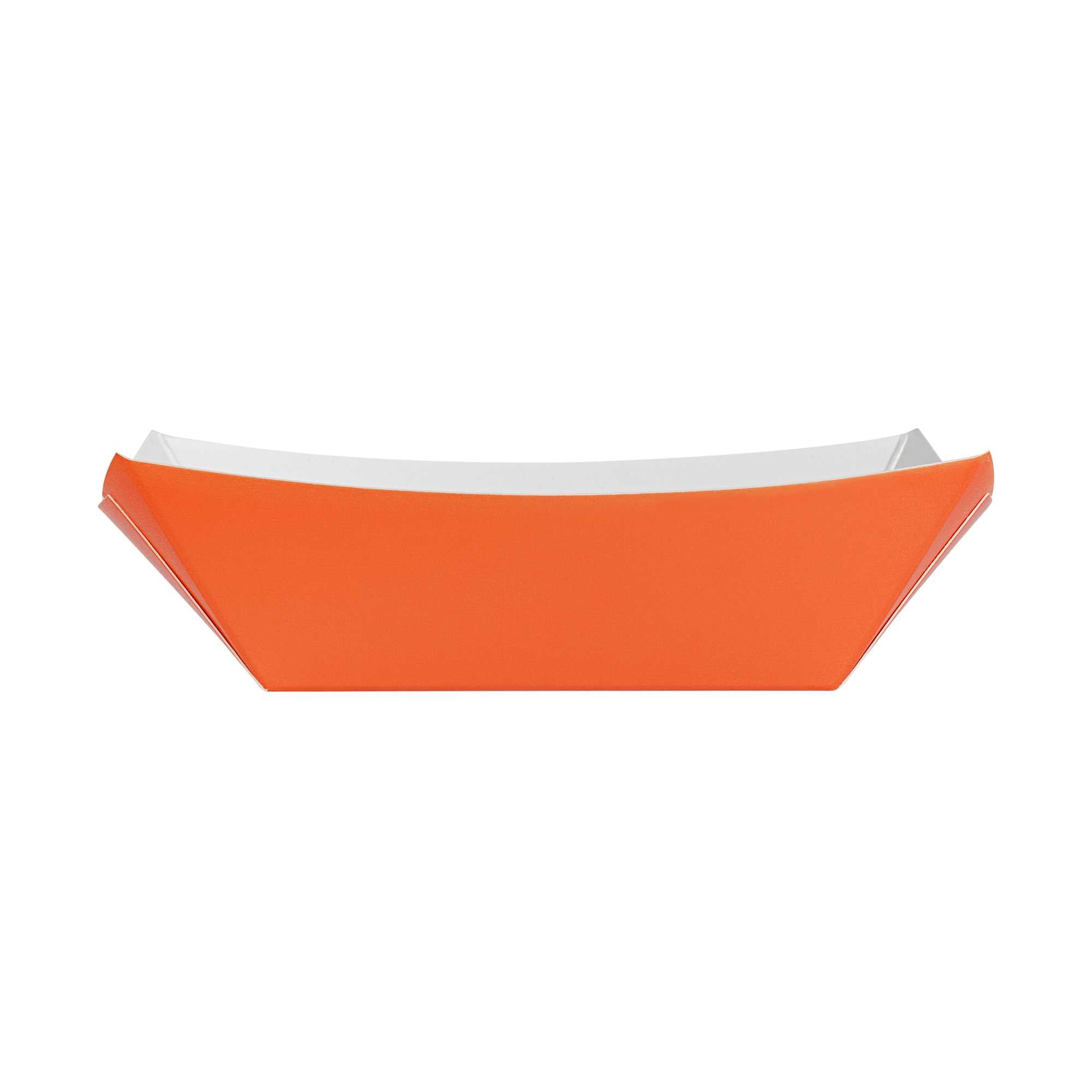 Bio Tek 6 oz Tangerine Orange Paper #40 Food Tray / Boat - 5" x 4" x 1 1/2" - 400 count box