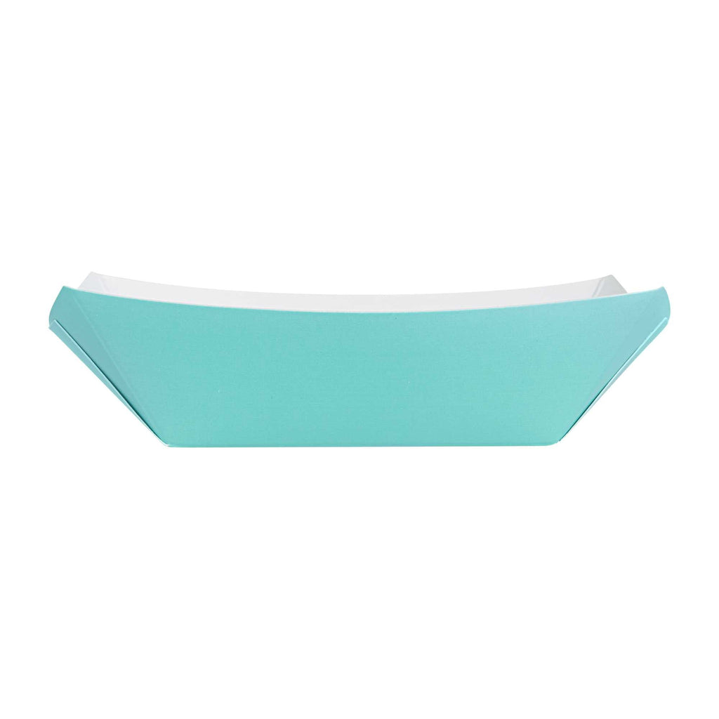Bio Tek 6 oz Turquoise Paper #40 Food Tray / Boat - 5" x 4" x 1 1/2" - 50 count box