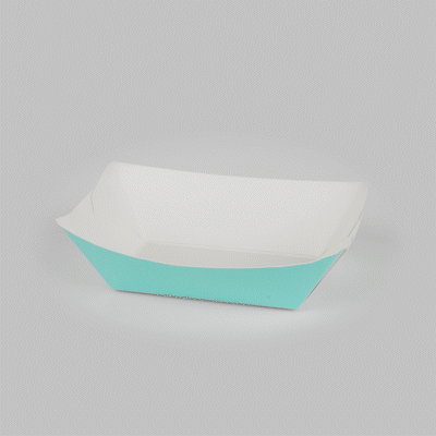 Bio Tek 6 oz Turquoise Paper #40 Food Tray / Boat - 5" x 4" x 1 1/2" - 400 count box