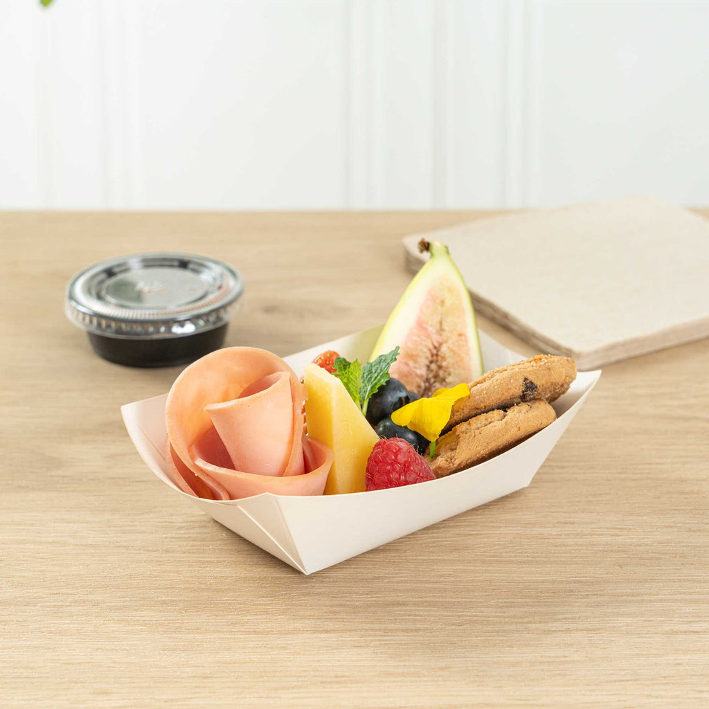 Bio Tek 6 oz White Paper #40 Food Tray / Boat - 5" x 4" x 1 1/2" - 50 count box