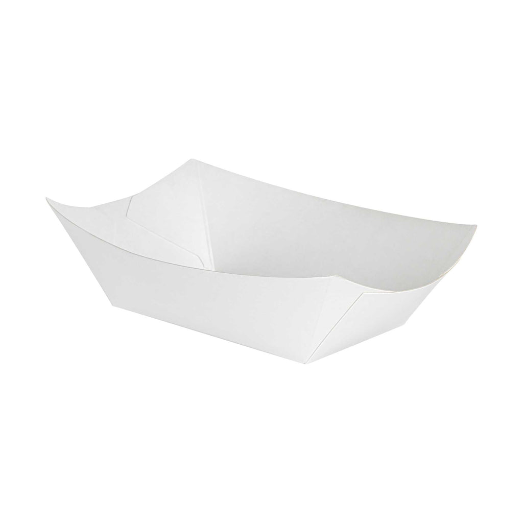 Bio Tek 6 oz White Paper #40 Food Tray / Boat - 5" x 4" x 1 1/2" - 50 count box