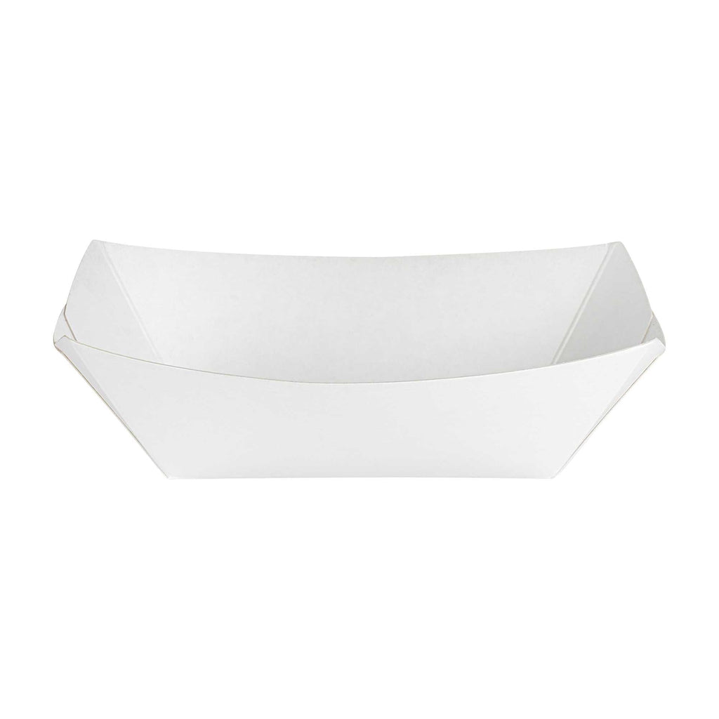 Bio Tek 6 oz White Paper #40 Food Tray / Boat - 5" x 4" x 1 1/2" - 50 count box