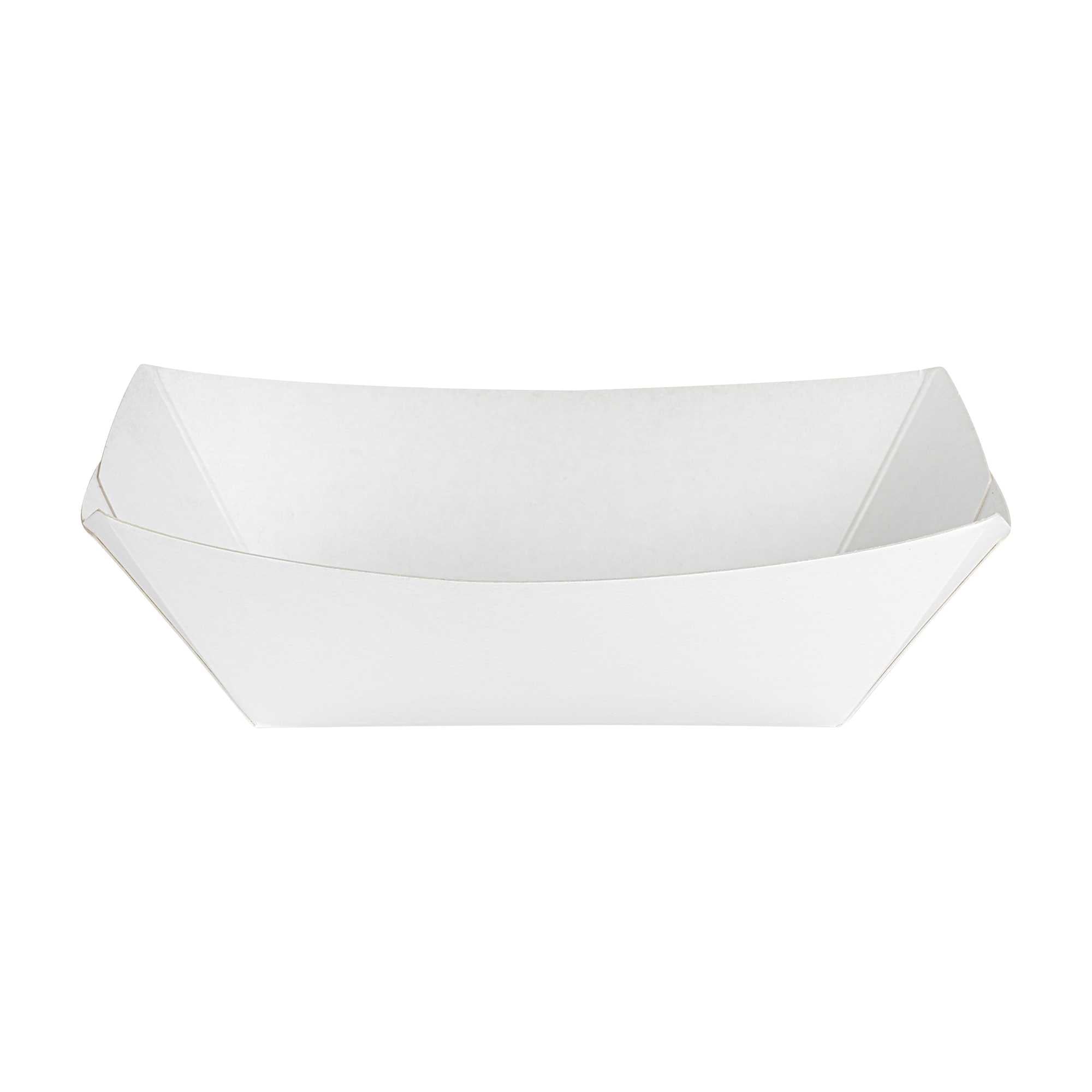 Bio Tek 6 oz White Paper #40 Food Tray / Boat - 5" x 4" x 1 1/2" - 50 count box
