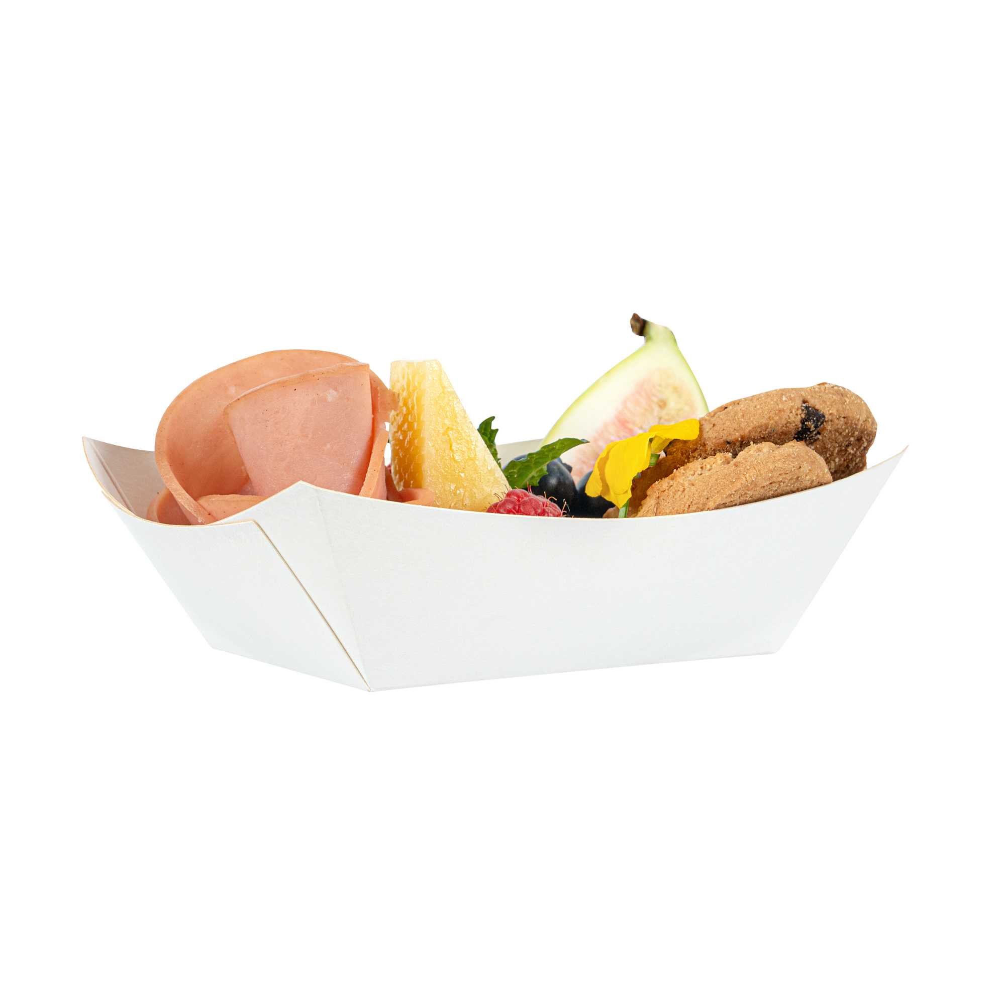 Bio Tek 6 oz White Paper #40 Food Tray / Boat - 5" x 4" x 1 1/2" - 400 count box
