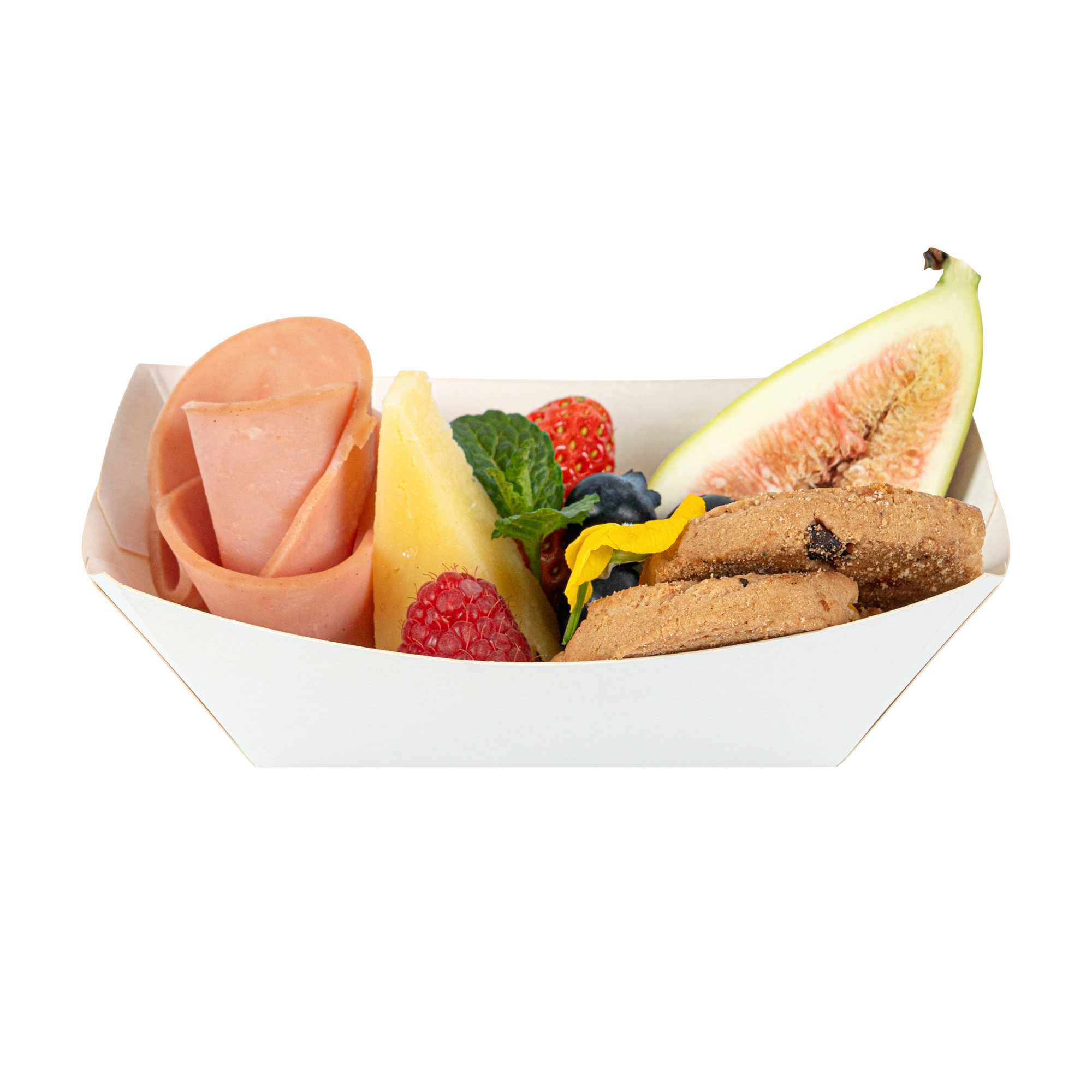 Bio Tek 6 oz White Paper #40 Food Tray / Boat - 5" x 4" x 1 1/2" - 400 count box