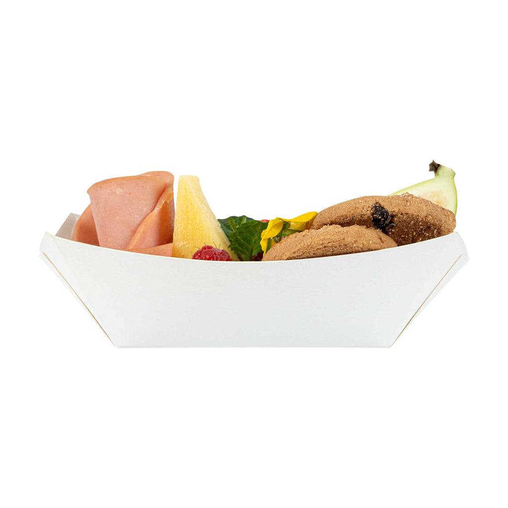 Bio Tek 6 oz White Paper #40 Food Tray / Boat - 5" x 4" x 1 1/2" - 400 count box