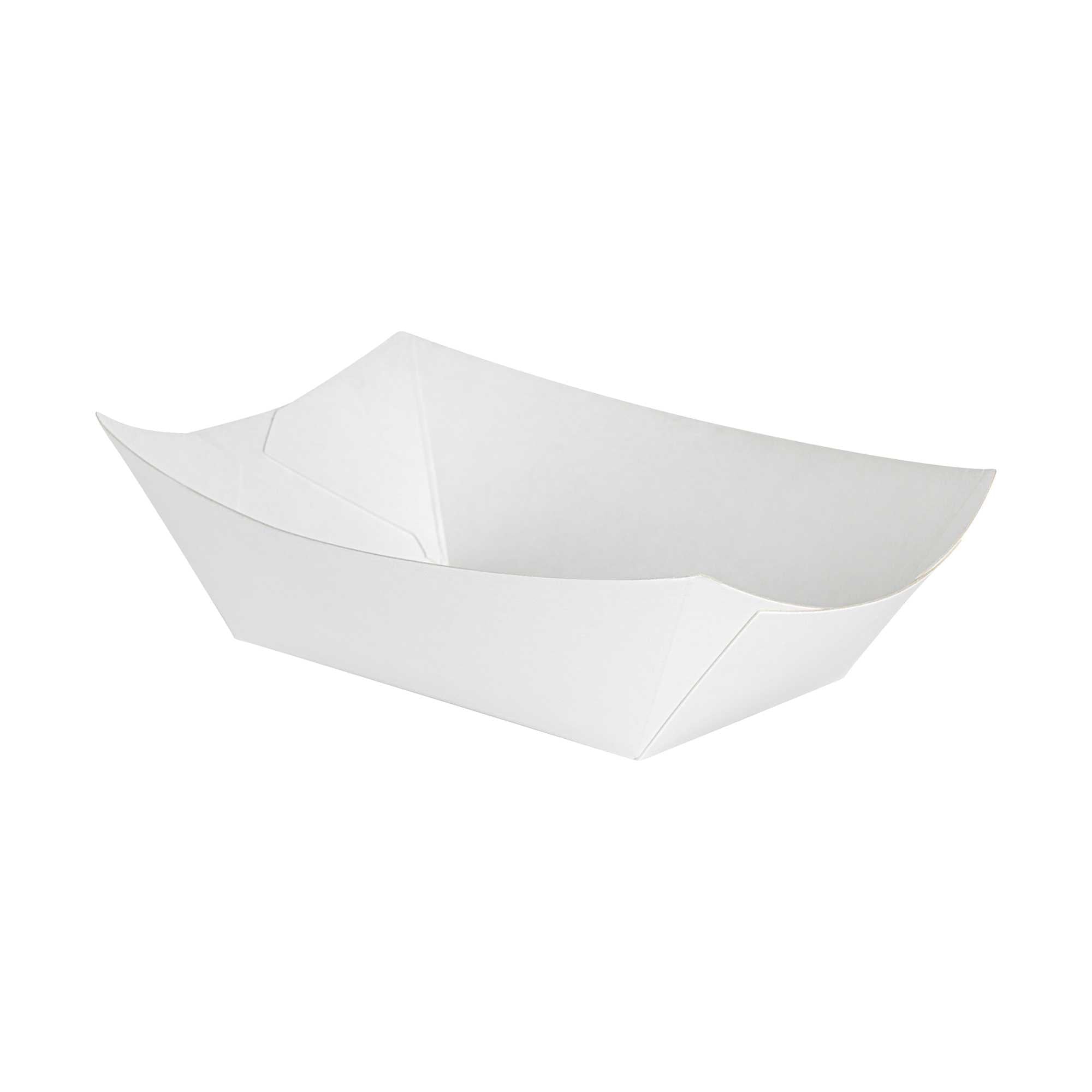 Bio Tek 6 oz White Paper #40 Food Tray / Boat - 5" x 4" x 1 1/2" - 400 count box