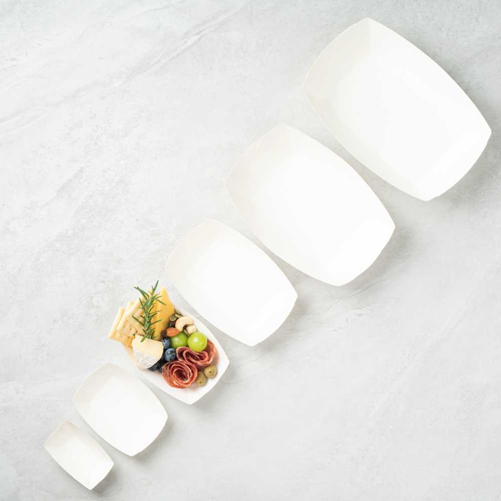 Bio Tek 6 oz White Paper #40 Food Tray / Boat - 5" x 4" x 1 1/2" - 400 count box