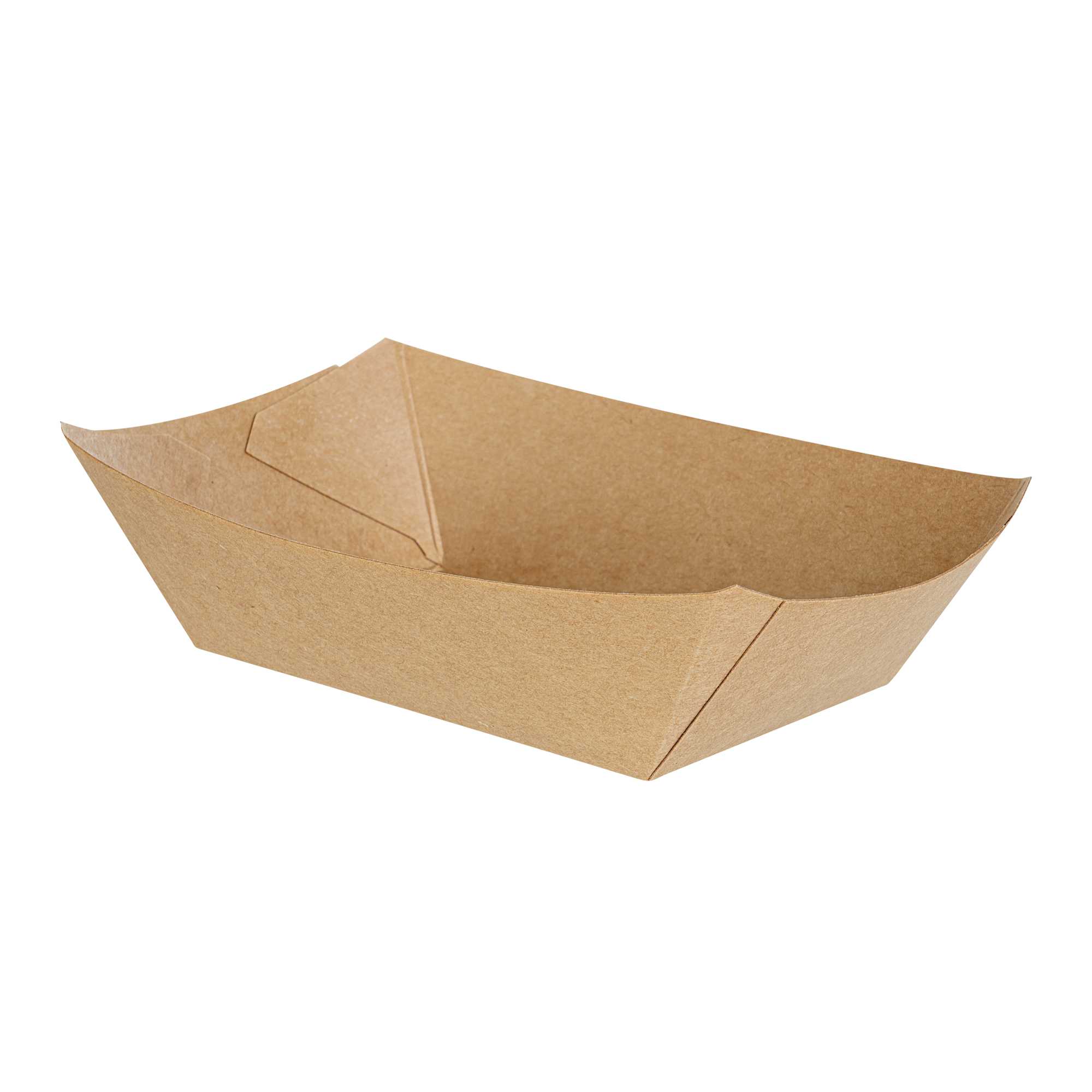Bio Tek 1/2 lb Kraft Paper #50 Food Tray / Boat - 4 1/4" x 2 3/4" x 1 1/2" - 50 count box