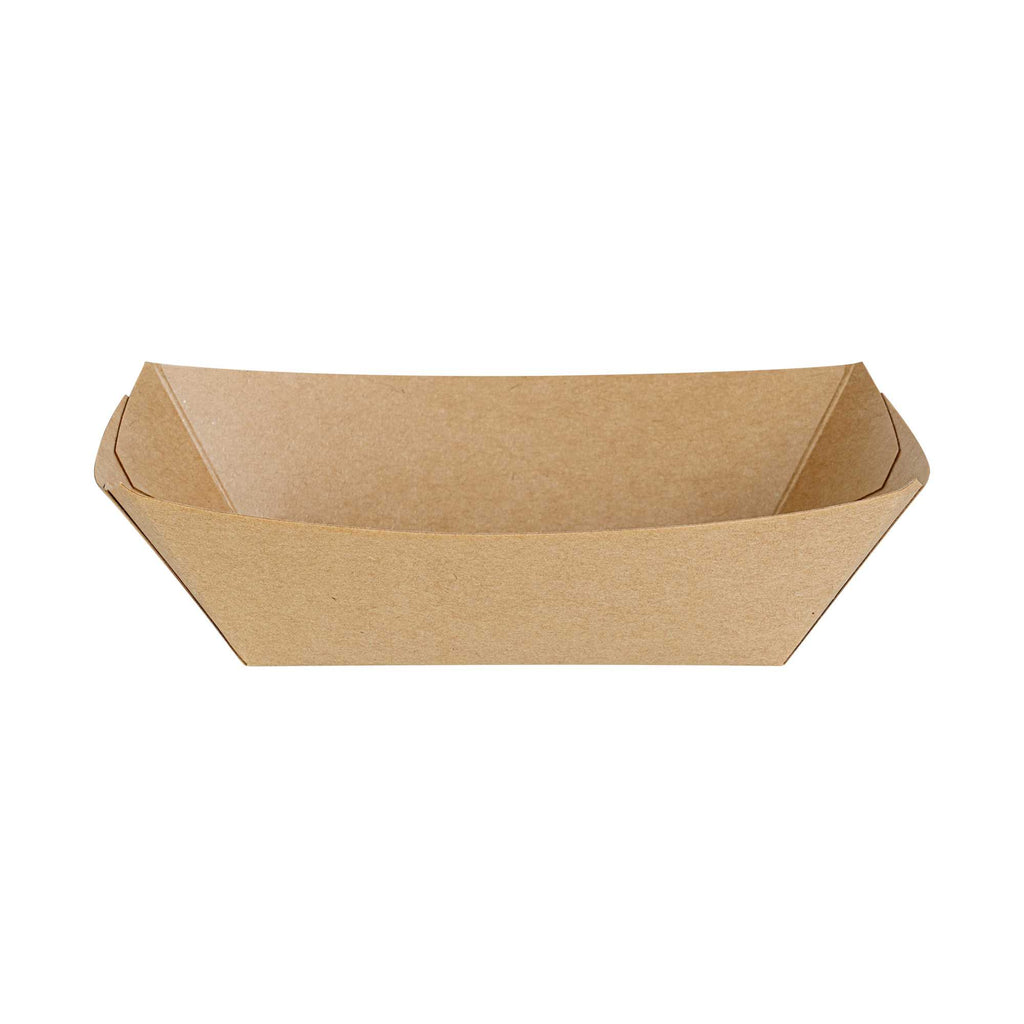 Bio Tek 1/2 lb Kraft Paper #50 Food Tray / Boat - 4 1/4" x 2 3/4" x 1 1/2" - 400 count box