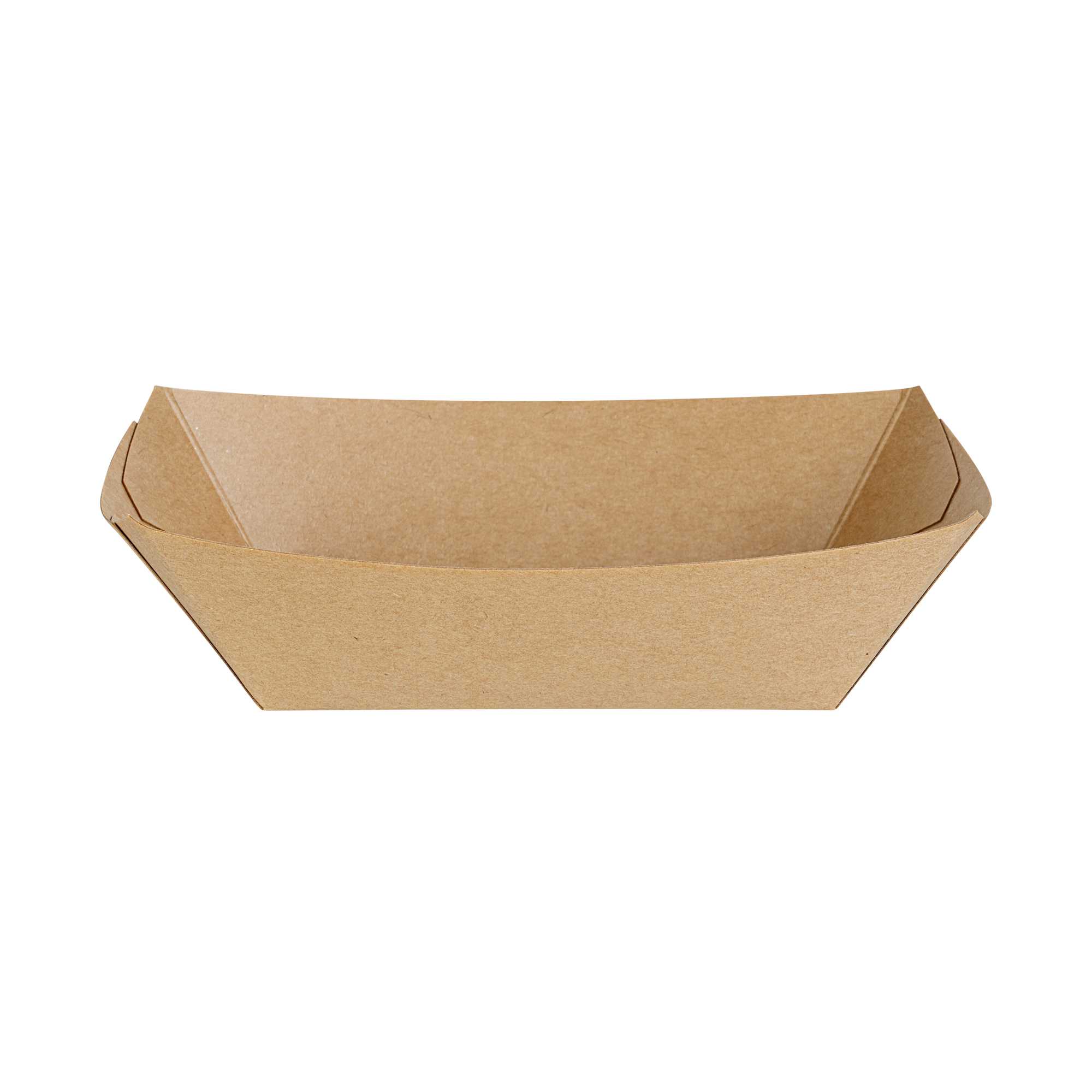 Bio Tek 1/2 lb Kraft Paper #50 Food Tray / Boat - 4 1/4" x 2 3/4" x 1 1/2" - 400 count box