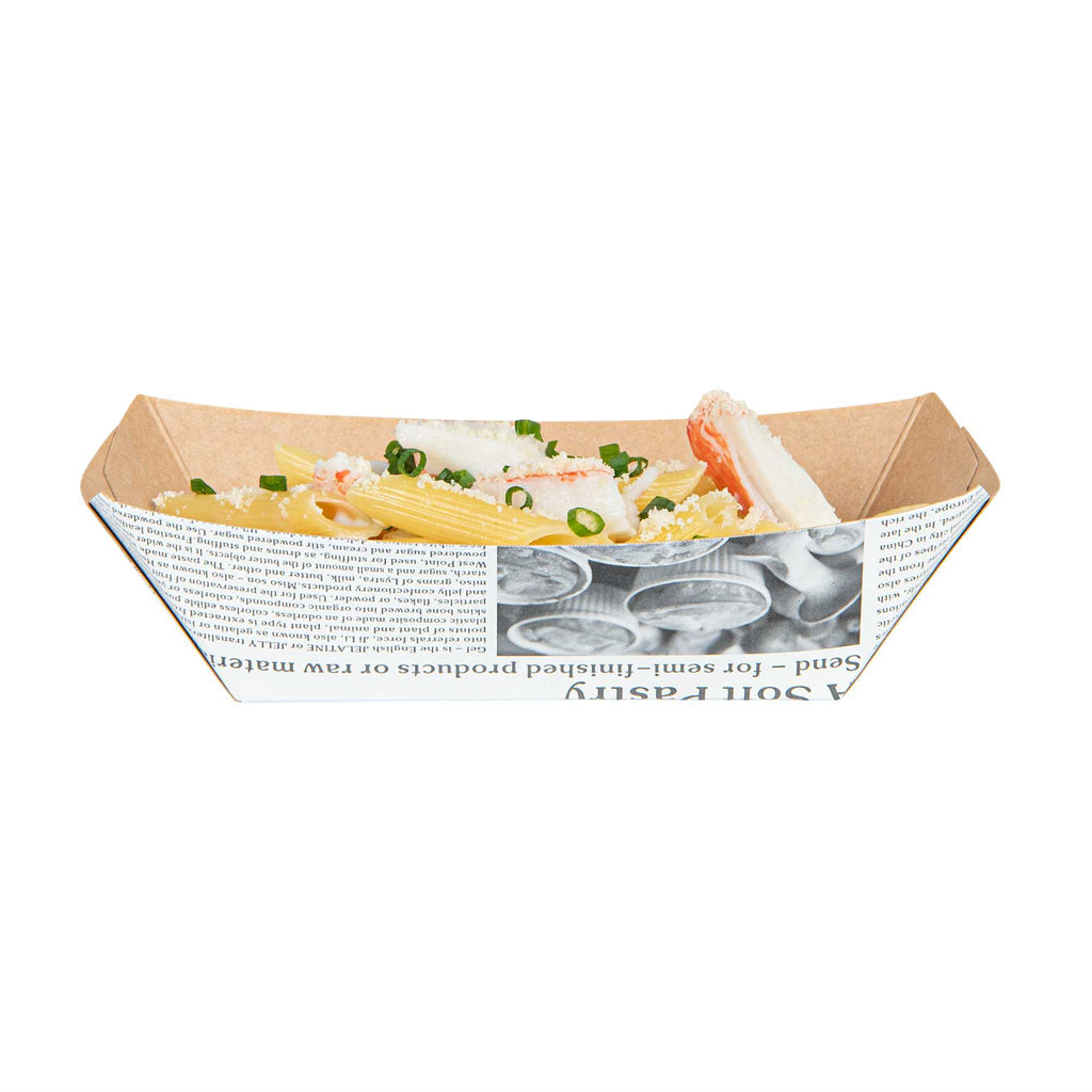 Bio Tek 1/2 lb Newsprint Paper #50 Food Tray / Boat - 4 1/4" x 2 3/4" x 1 1/2" - 50 count box