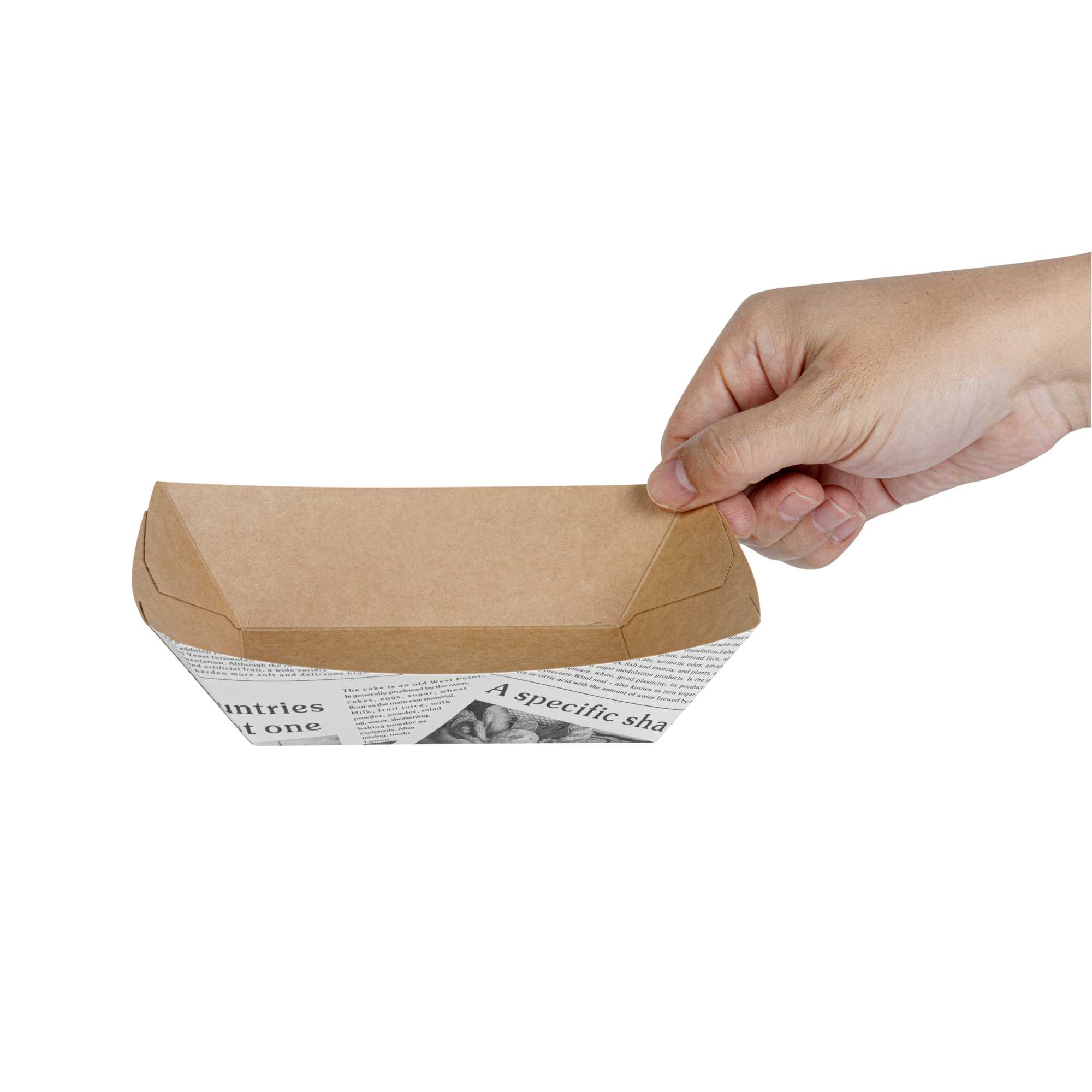 Bio Tek 1/2 lb Newsprint Paper #50 Food Tray / Boat - 4 1/4" x 2 3/4" x 1 1/2" - 50 count box
