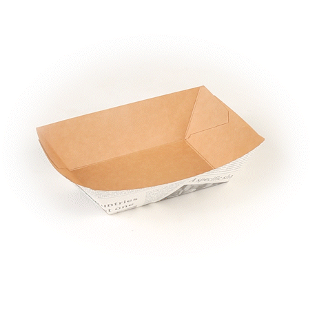 Bio Tek 1/2 lb Newsprint Paper #50 Food Tray / Boat - 4 1/4" x 2 3/4" x 1 1/2" - 50 count box