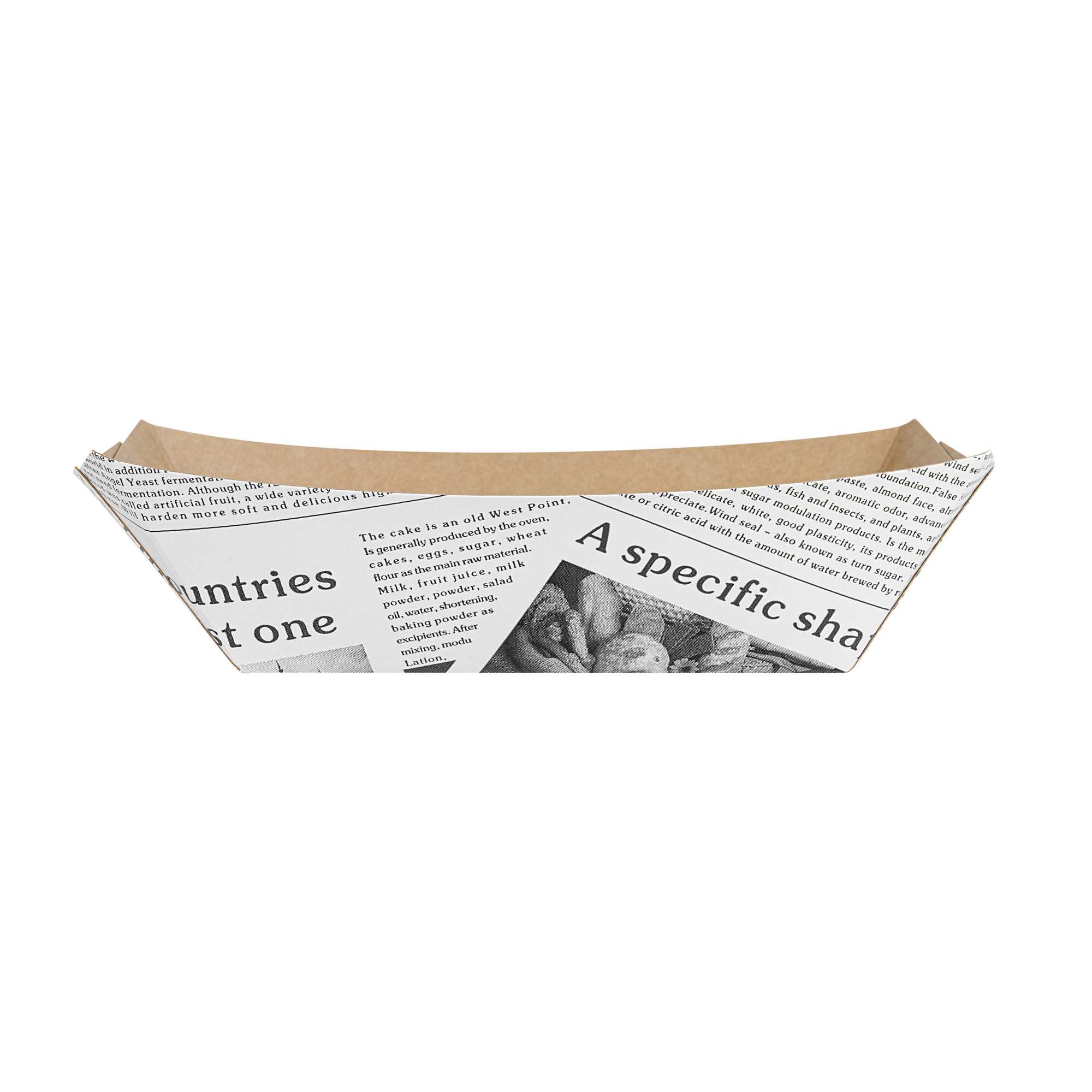 Bio Tek 1/2 lb Newsprint Paper #50 Food Tray / Boat - 4 1/4" x 2 3/4" x 1 1/2" - 50 count box