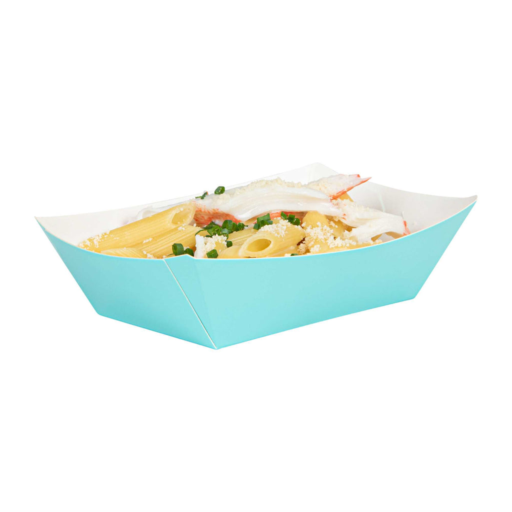 Bio Tek 1/2 lb Turquoise Paper #50 Food Tray / Boat - 4 1/4" x 2 3/4" x 1 1/2" - 50 count box