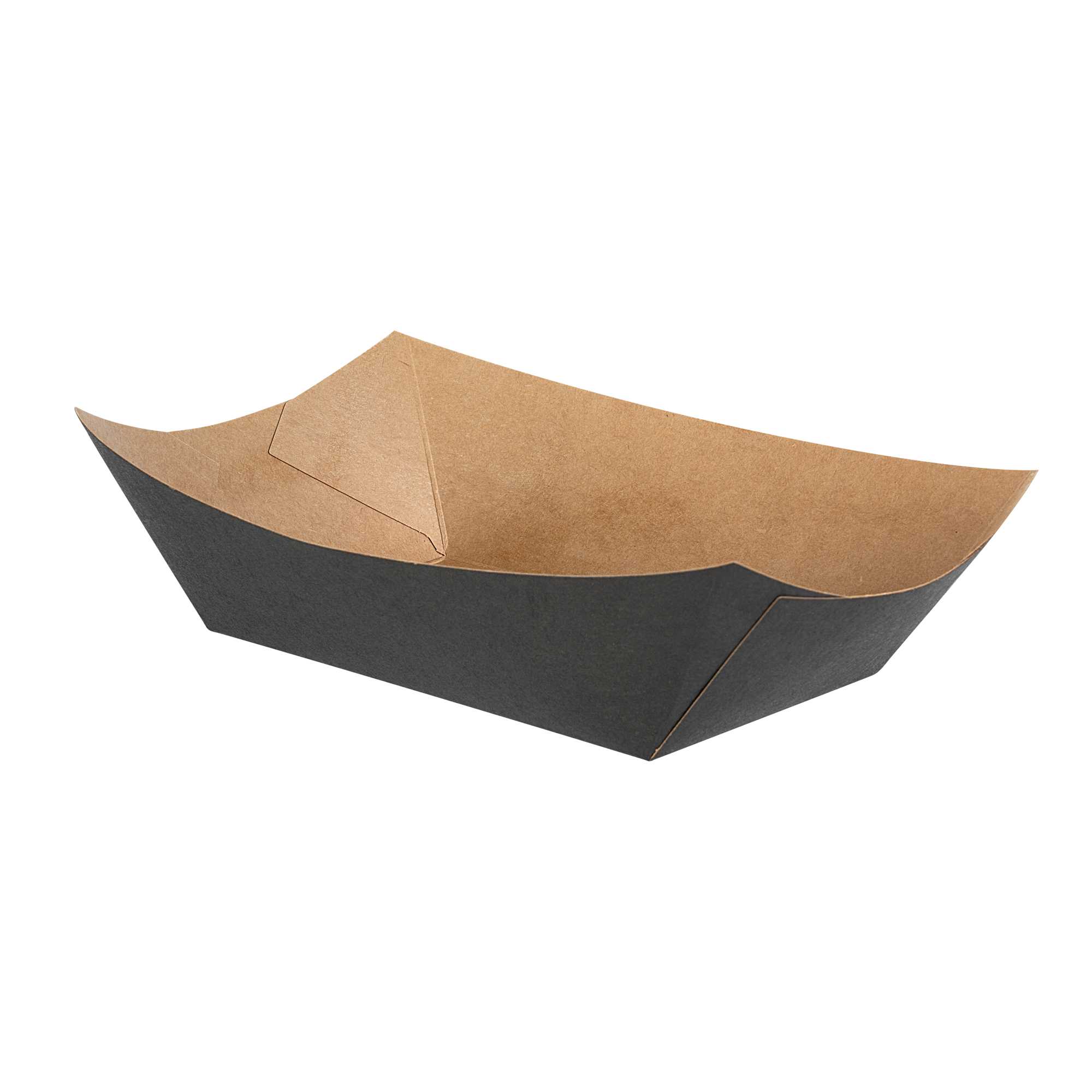 Bio Tek 1 lb Black Paper #100 Food Tray / Boat - 5 1/2" x 3 1/2" x 2" - 50 count box