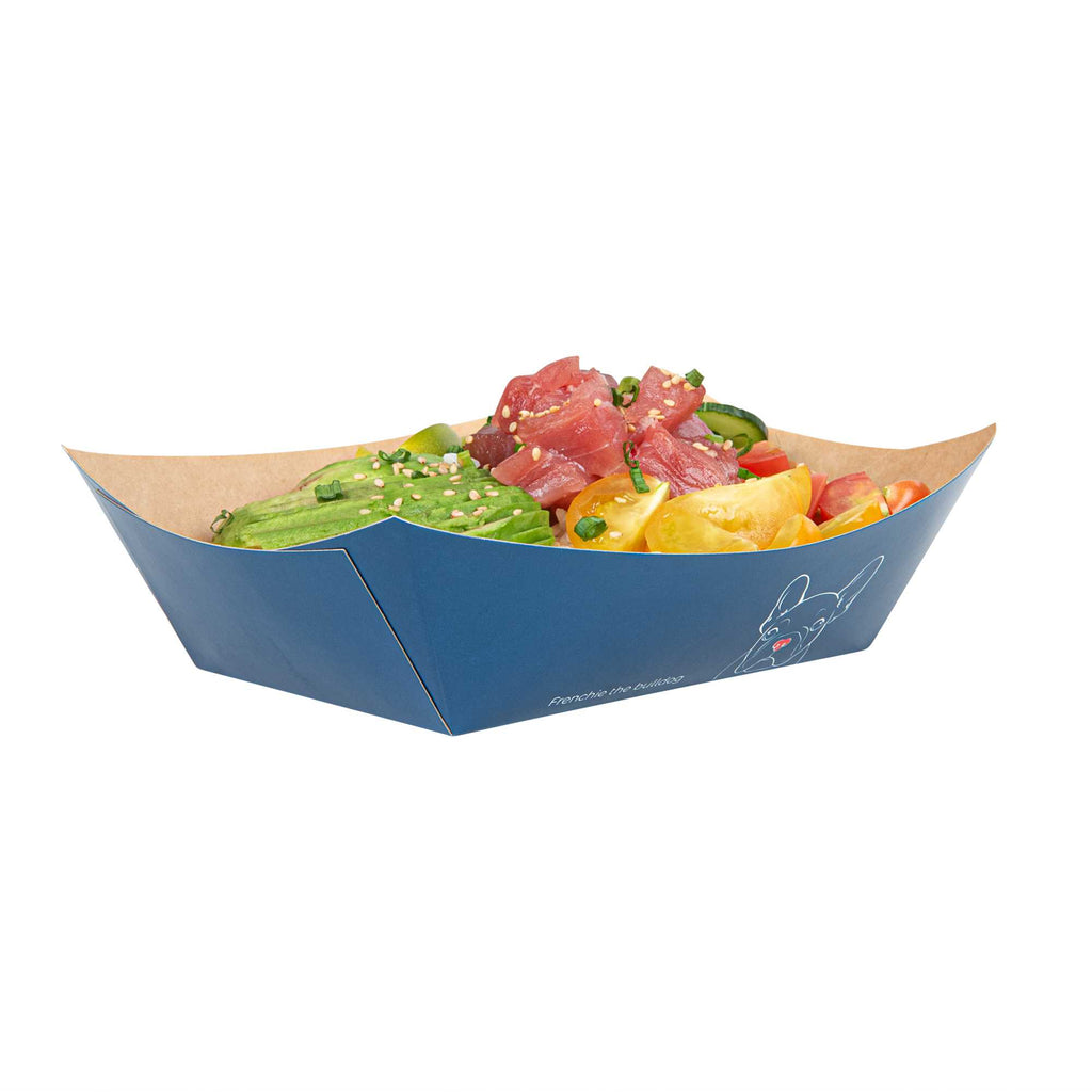 Bio Tek 1 lb Frenchie Paper #100 Food Tray / Boat - 5 1/2" x 3 1/2" x 2" - 50 count box