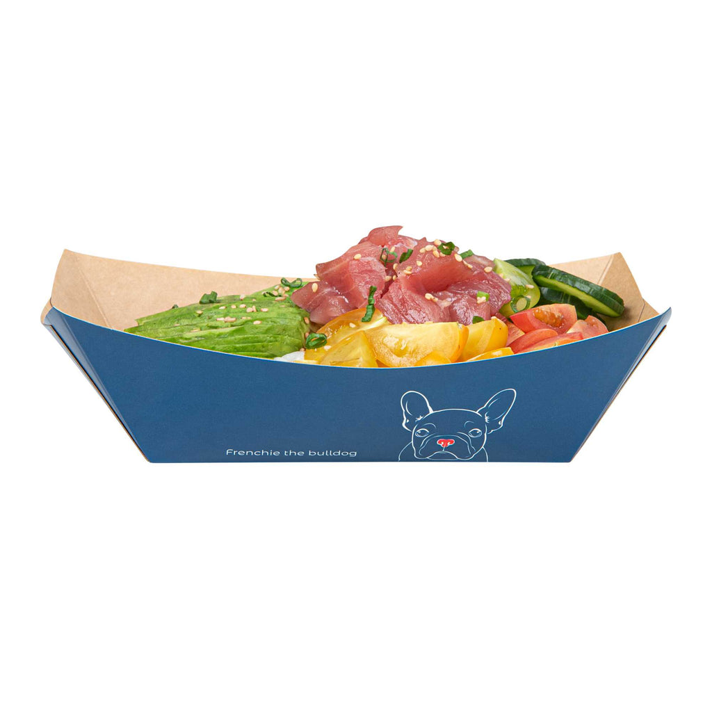Bio Tek 1 lb Frenchie Paper #100 Food Tray / Boat - 5 1/2" x 3 1/2" x 2" - 50 count box