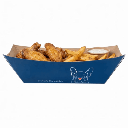 Bio Tek 1 lb Frenchie Paper #100 Food Tray / Boat - 5 1/2" x 3 1/2" x 2" - 200 count box