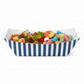 Bio Tek 1 lb Blue and White Stripe Paper #100 Food Tray / Boat - 5 1/2" x 3 1/2" x 2" - 200 count box