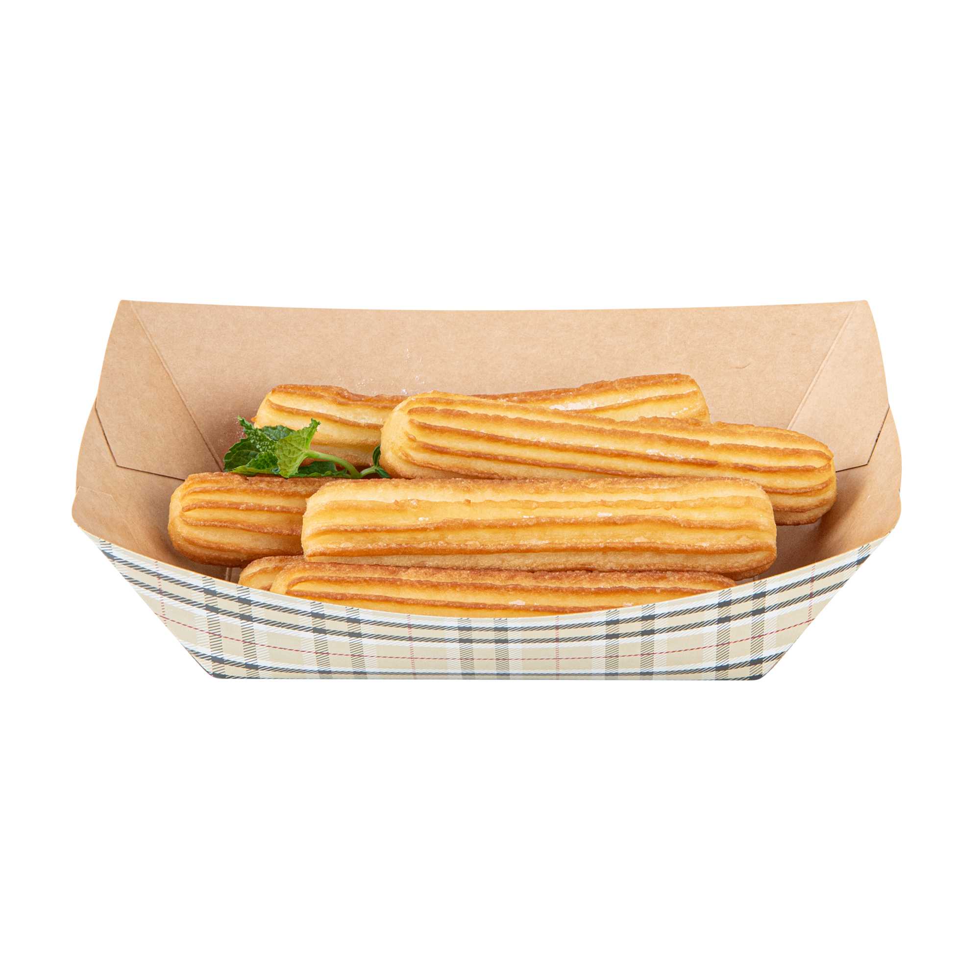 Bio Tek 1 lb Plaid Paper #100 Food Tray / Boat - 5 1/2" x 3 1/2" x 2" - 50 count box
