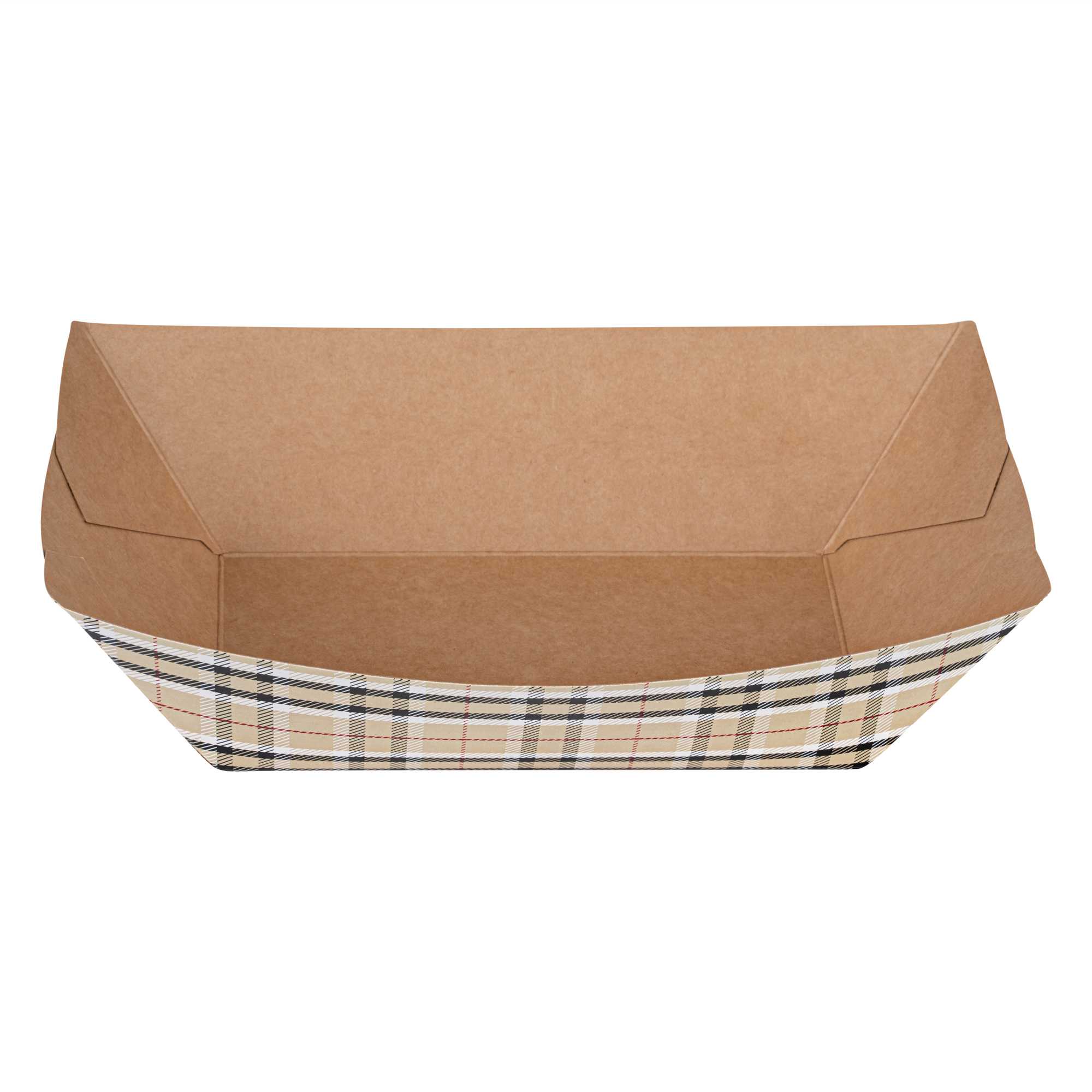 Bio Tek 1 lb Plaid Paper #100 Food Tray / Boat - 5 1/2" x 3 1/2" x 2" - 50 count box
