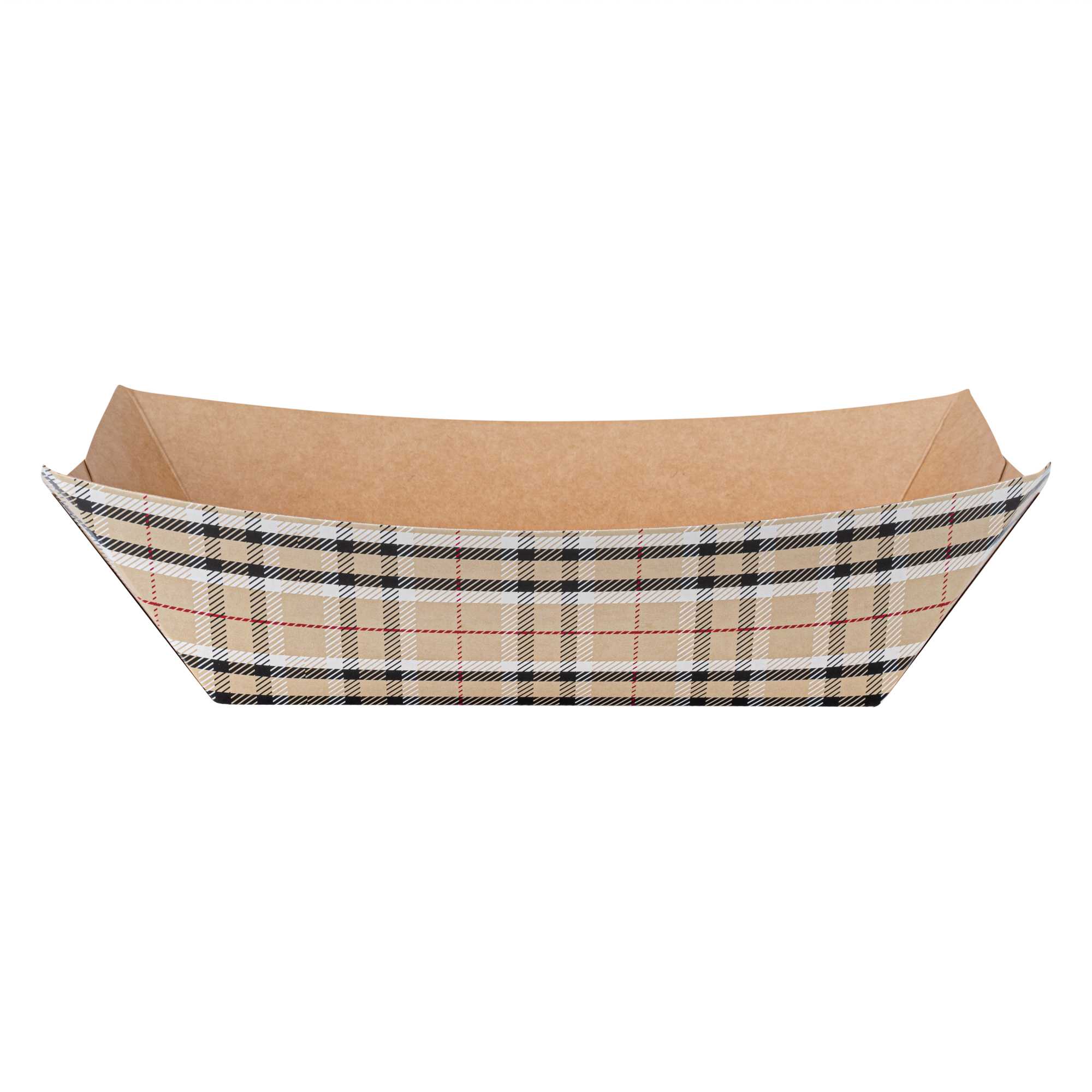 Bio Tek 1 lb Plaid Paper #100 Food Tray / Boat - 5 1/2" x 3 1/2" x 2" - 200 count box