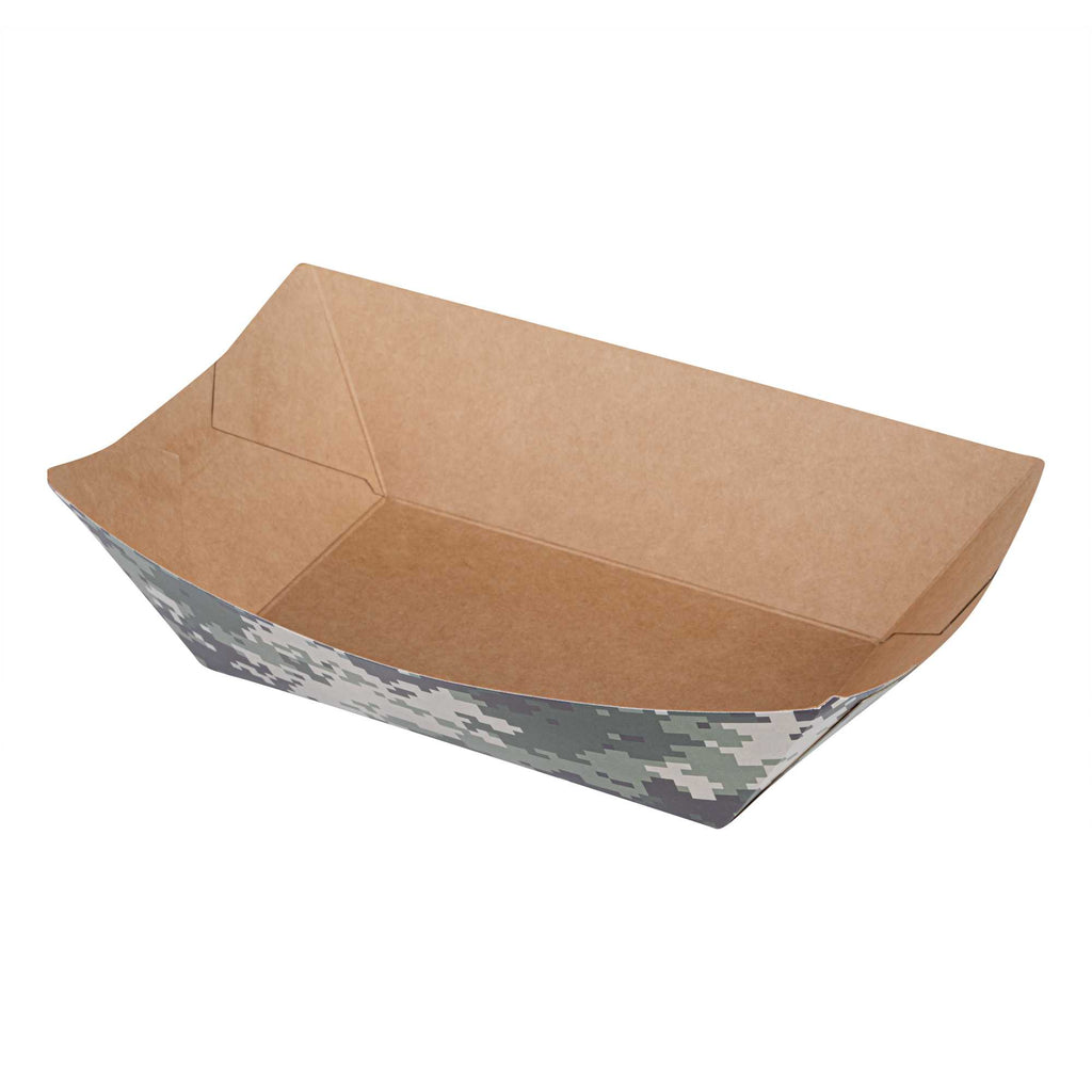 Bio Tek 1 lb Camouflage Paper #100 Food Tray / Boat - 5 1/2" x 3 1/2" x 2" - 50 count box