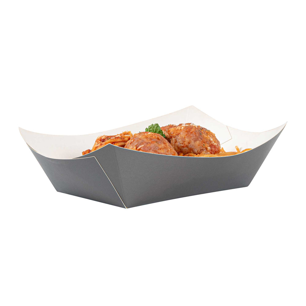 Bio Tek 1 lb Gray Paper #100 Food Tray / Boat - 5 1/2" x 3 1/2" x 2" - 200 count box