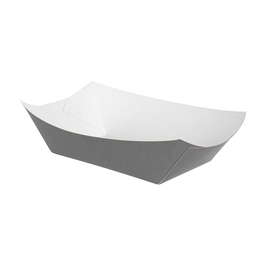 Bio Tek 1 lb Gray Paper #100 Food Tray / Boat - 5 1/2" x 3 1/2" x 2" - 200 count box