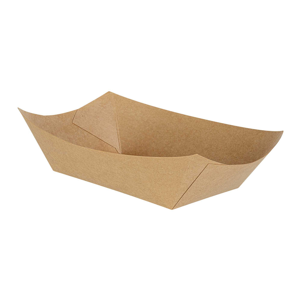 Bio Tek 1 lb Kraft Paper #100 Food Tray / Boat - 5 1/2" x 3 1/2" x 2" - 50 count box