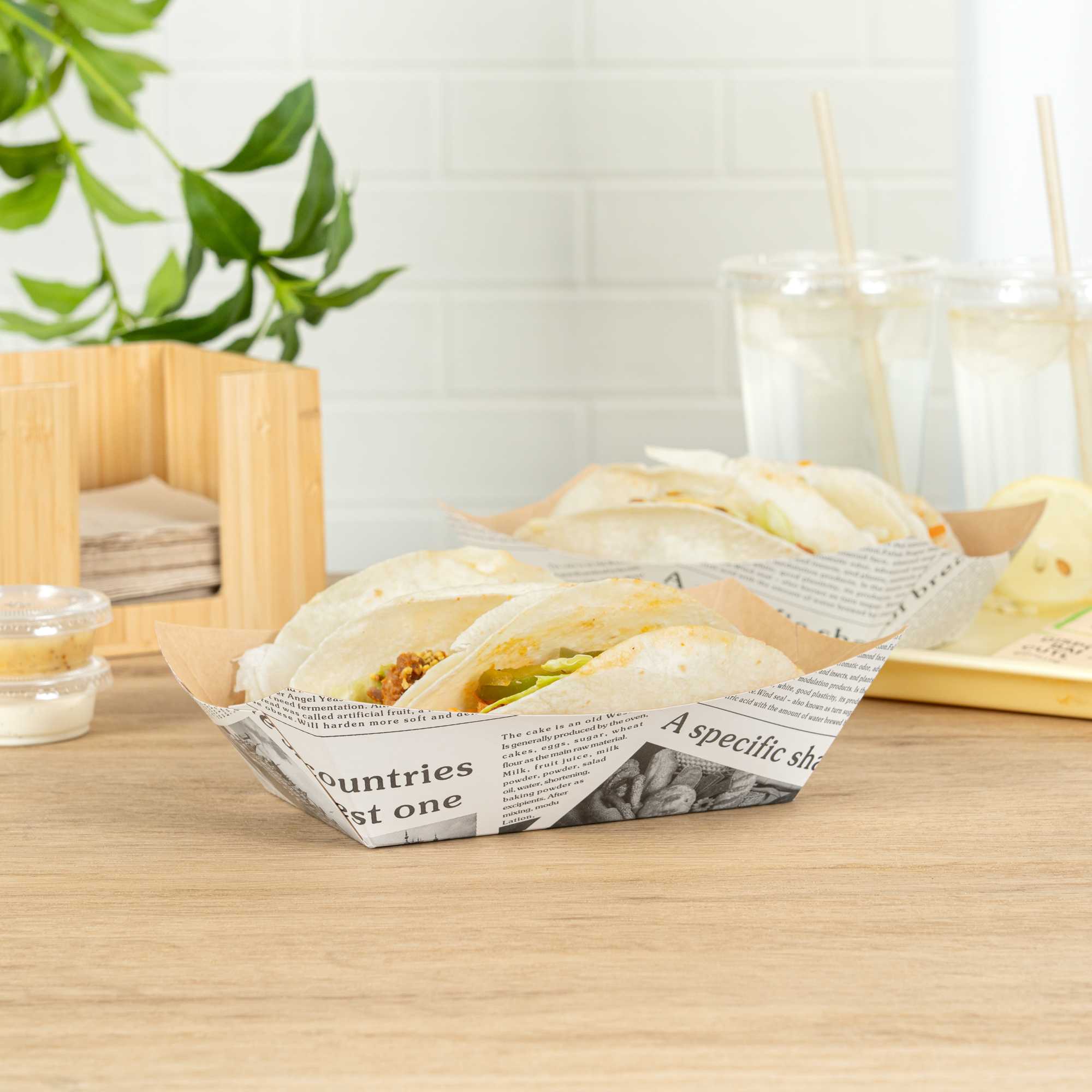 Bio Tek 1 lb Newsprint Paper #100 Food Tray / Boat - 5 1/2" x 3 1/2" x 2" - 50 count box