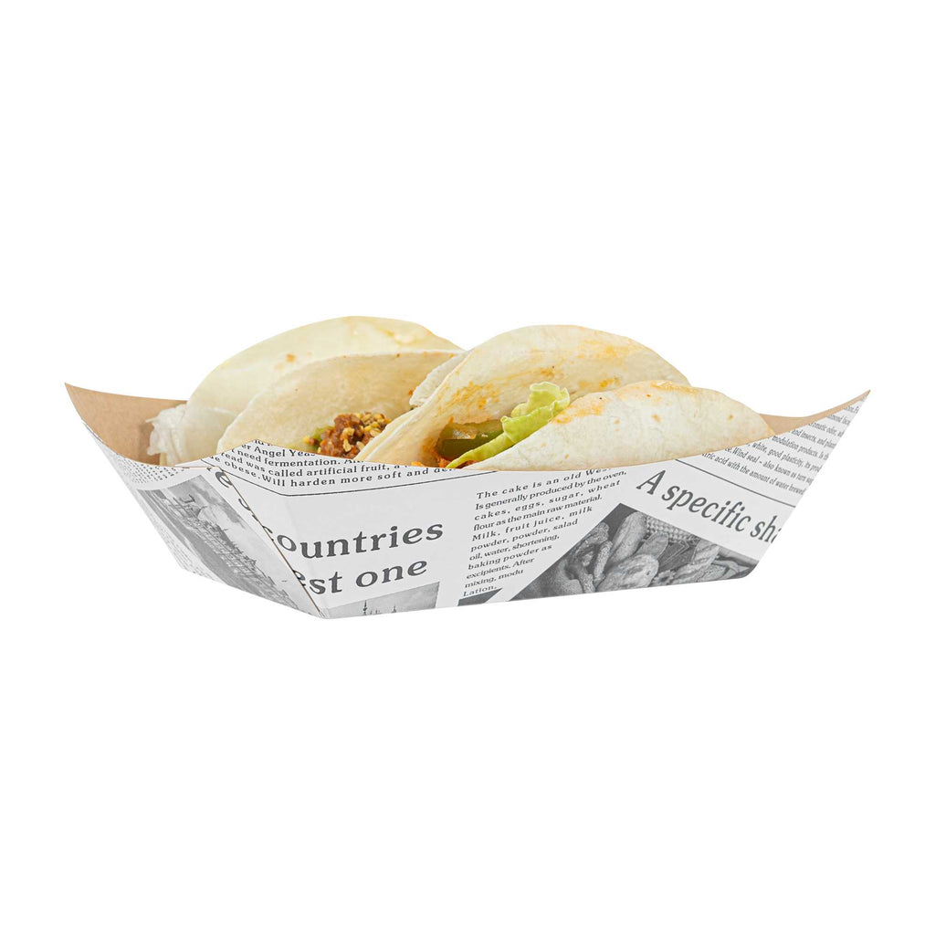 Bio Tek 1 lb Newsprint Paper #100 Food Tray / Boat - 5 1/2" x 3 1/2" x 2" - 200 count box