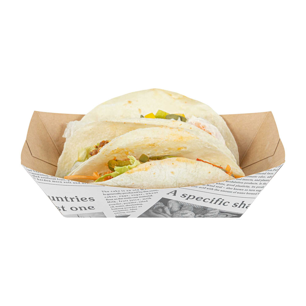 Bio Tek 1 lb Newsprint Paper #100 Food Tray / Boat - 5 1/2" x 3 1/2" x 2" - 200 count box