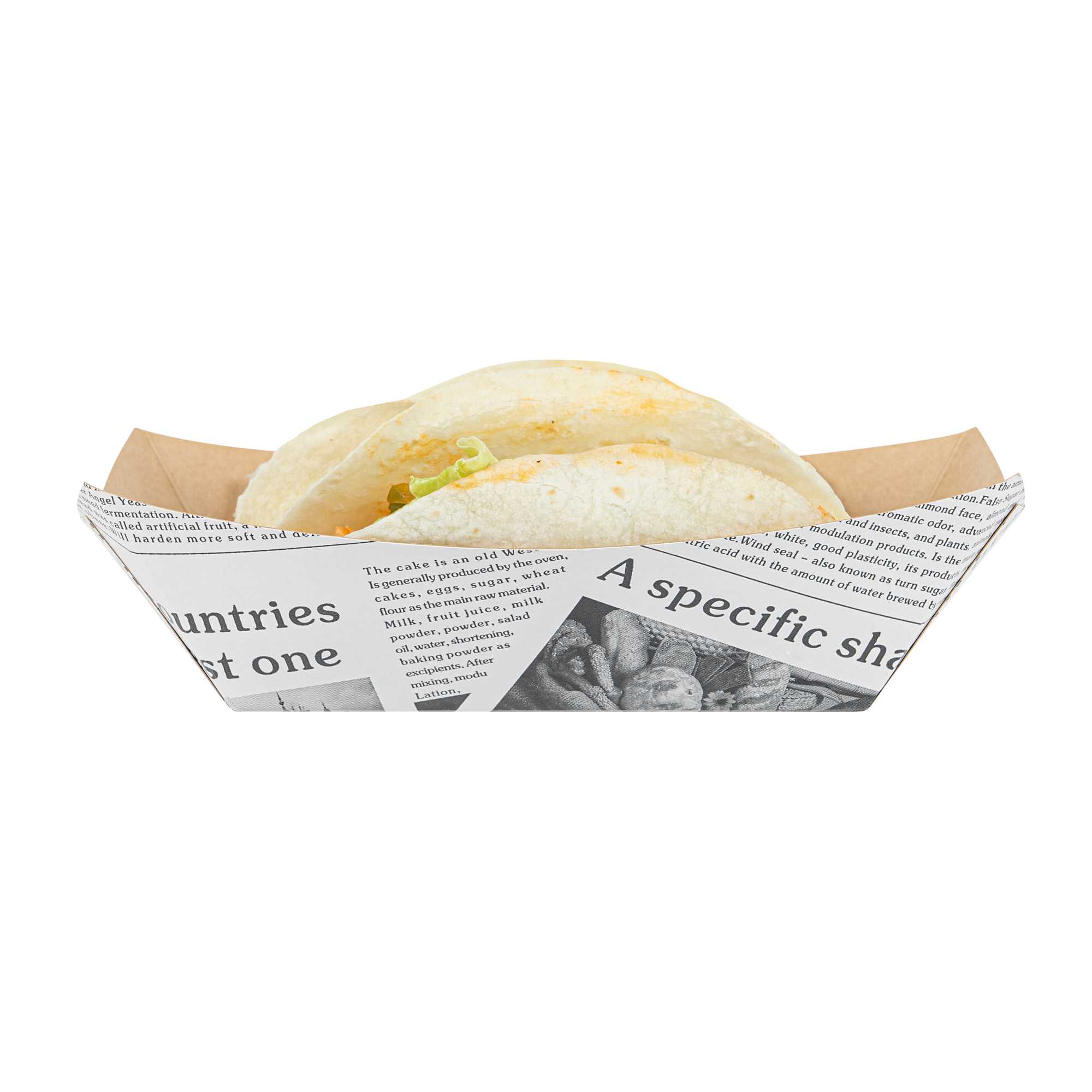 Bio Tek 1 lb Newsprint Paper #100 Food Tray / Boat - 5 1/2" x 3 1/2" x 2" - 200 count box