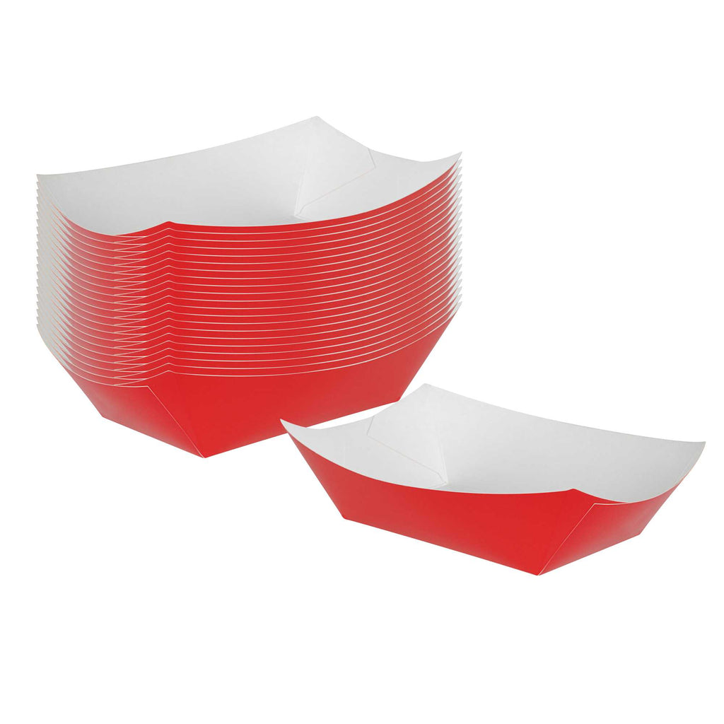Bio Tek 1 lb Red Paper #100 Food Tray / Boat - 5 1/2" x 3 1/2" x 2" - 200 count box