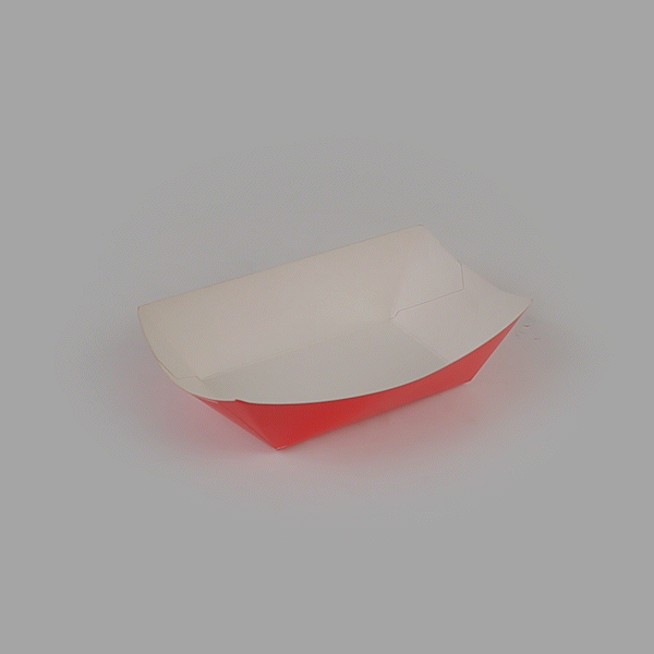Bio Tek 1 lb Red Paper #100 Food Tray / Boat - 5 1/2" x 3 1/2" x 2" - 50 count box