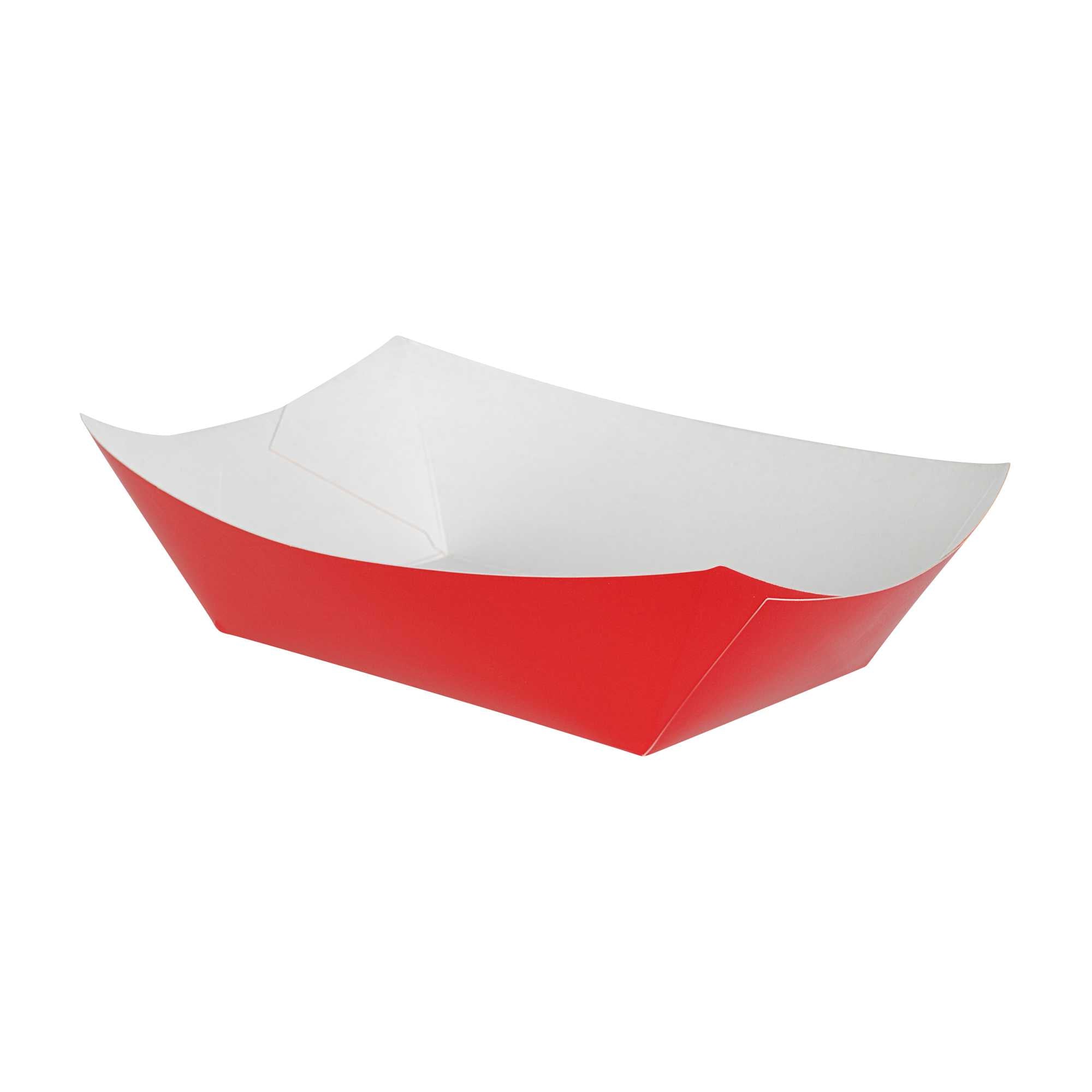 Bio Tek 1 lb Red Paper #100 Food Tray / Boat - 5 1/2" x 3 1/2" x 2" - 50 count box