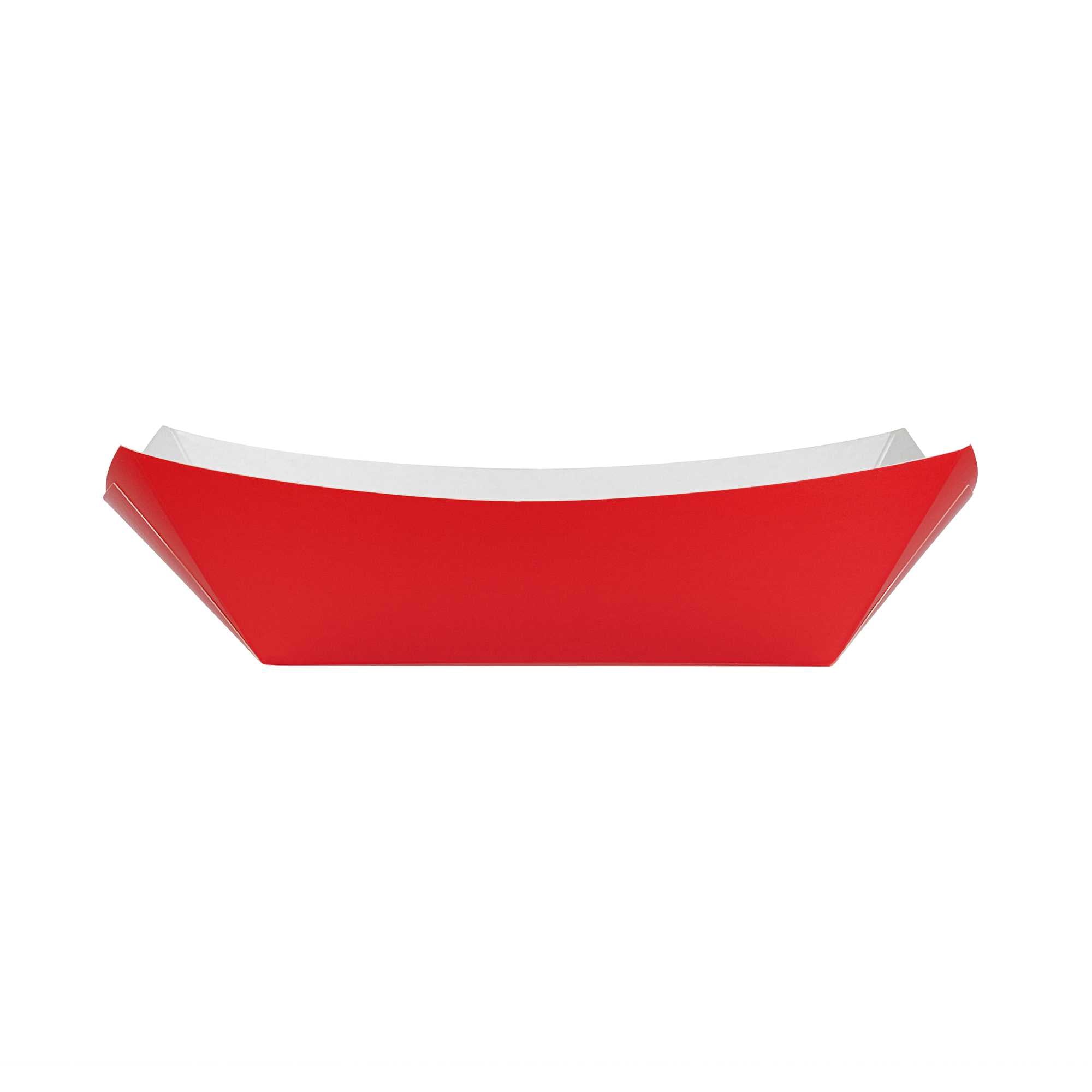 Bio Tek 1 lb Red Paper #100 Food Tray / Boat - 5 1/2" x 3 1/2" x 2" - 50 count box