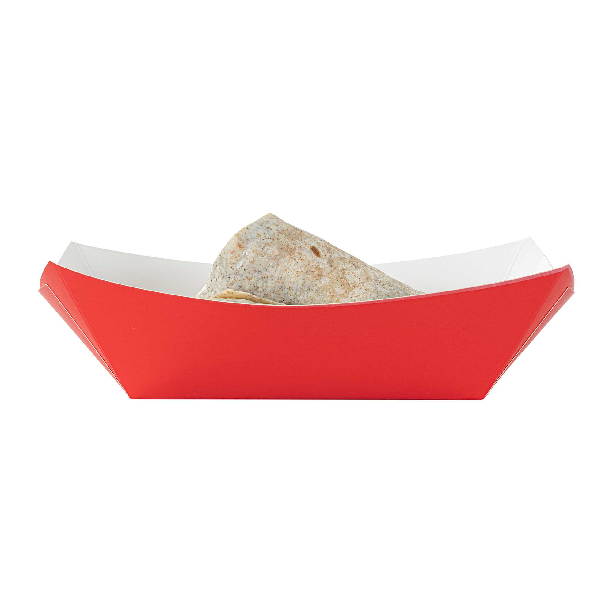Bio Tek 1 lb Red Paper #100 Food Tray / Boat - 5 1/2" x 3 1/2" x 2" - 200 count box