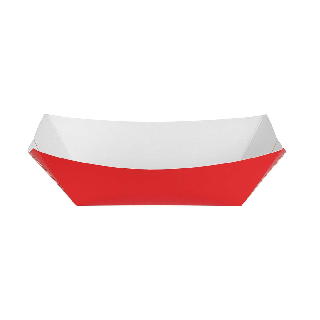 Bio Tek 1 lb Red Paper #100 Food Tray / Boat - 5 1/2" x 3 1/2" x 2" - 200 count box