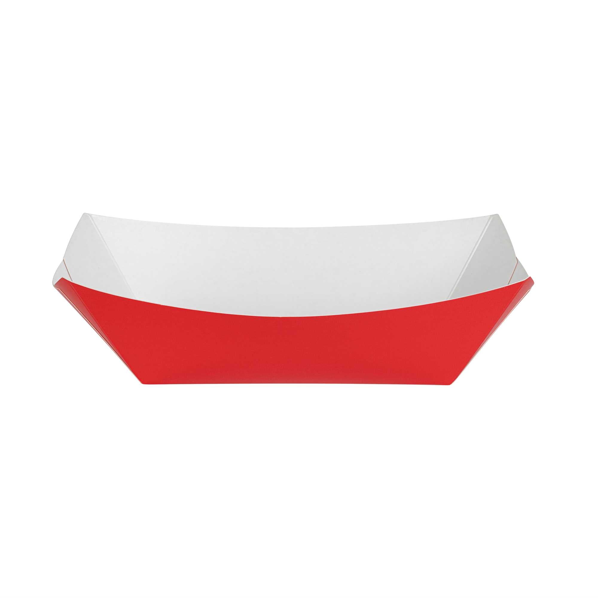 Bio Tek 1 lb Red Paper #100 Food Tray / Boat - 5 1/2" x 3 1/2" x 2" - 200 count box