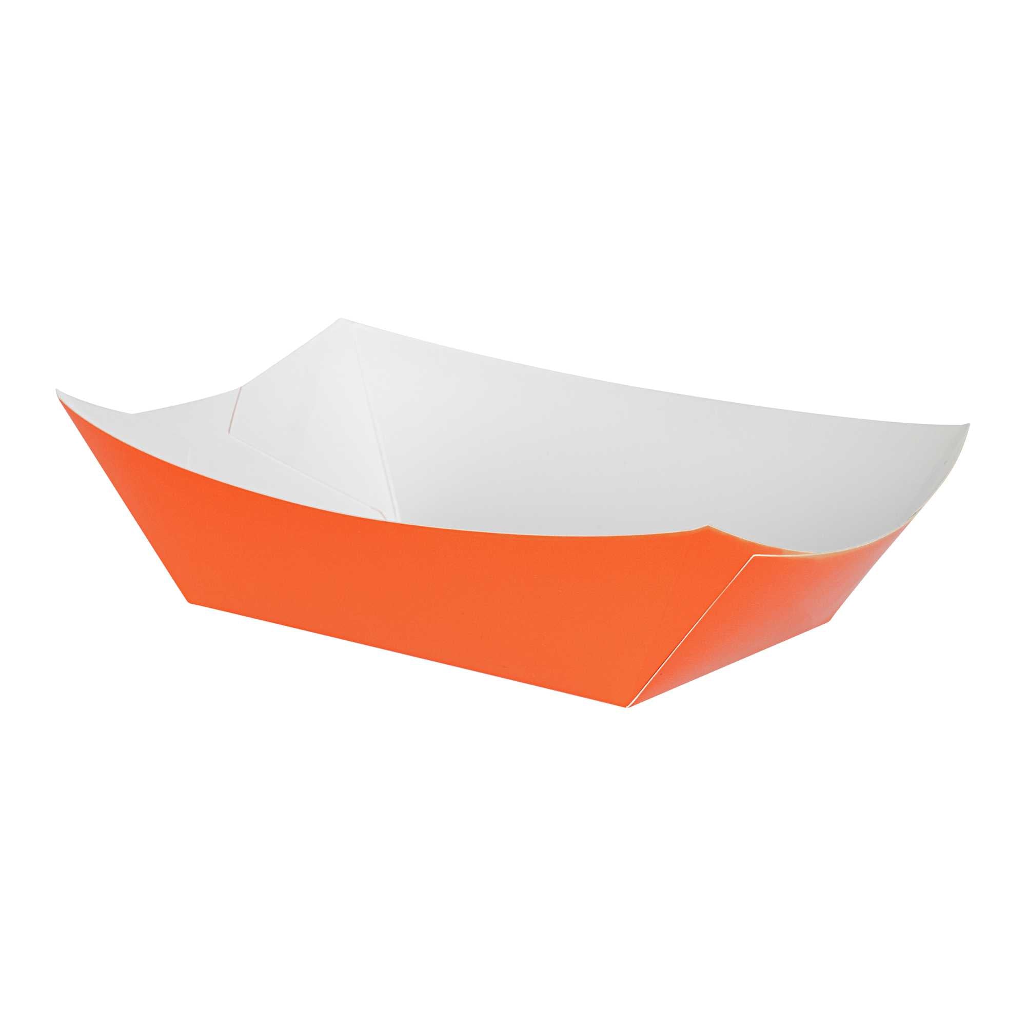 Bio Tek 1 lb Tangerine Orange Paper #100 Food Tray / Boat - 5 1/2" x 3 1/2" x 2" - 50 count box