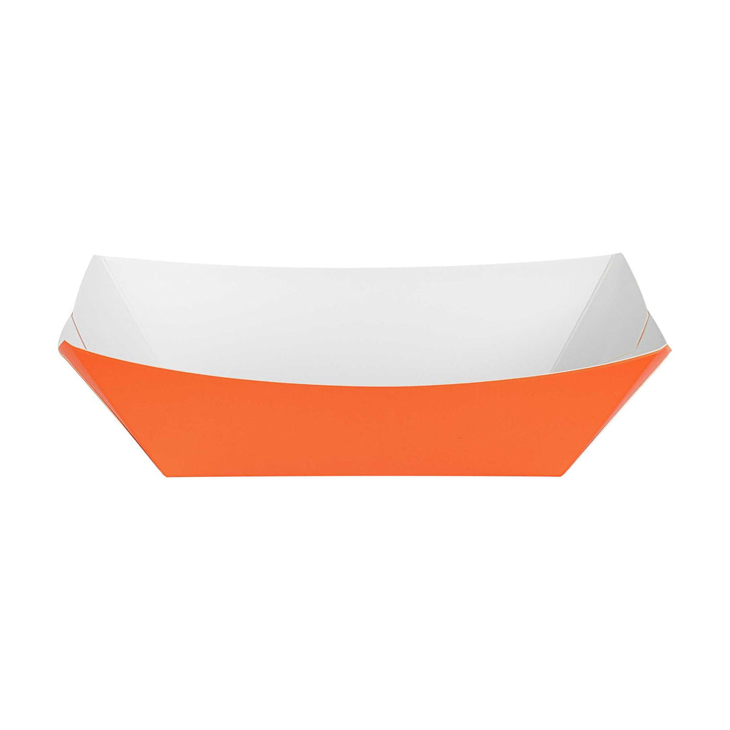 Bio Tek 1 lb Tangerine Orange Paper #100 Food Tray / Boat - 5 1/2" x 3 1/2" x 2" - 50 count box