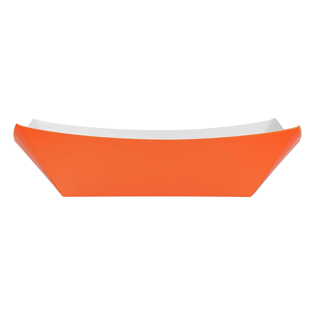 Bio Tek 1 lb Tangerine Orange Paper #100 Food Tray / Boat - 5 1/2" x 3 1/2" x 2" - 50 count box