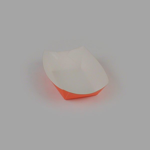 Bio Tek 1 lb Tangerine Orange Paper #100 Food Tray / Boat - 5 1/2" x 3 1/2" x 2" - 200 count box